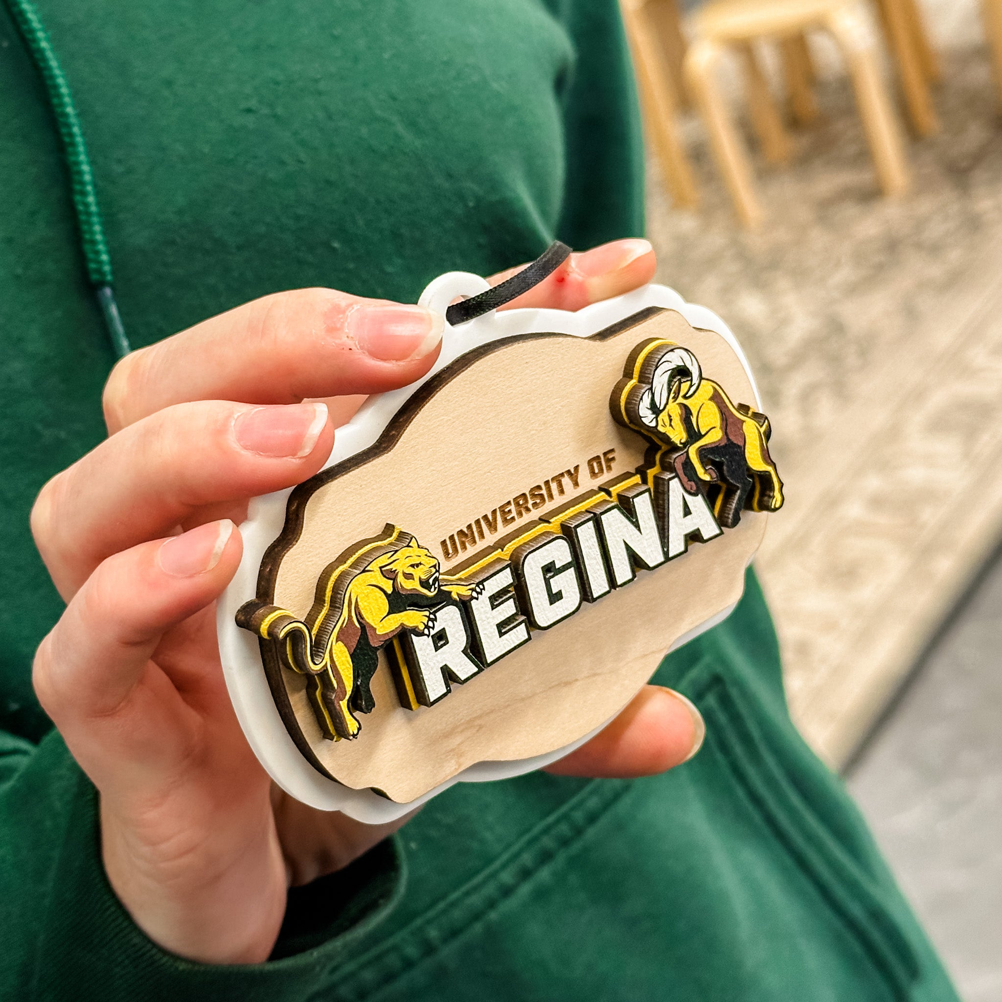 University of Regina Athletics • 3D Wood/Acrylic Ornament • For Students and Proud Parents