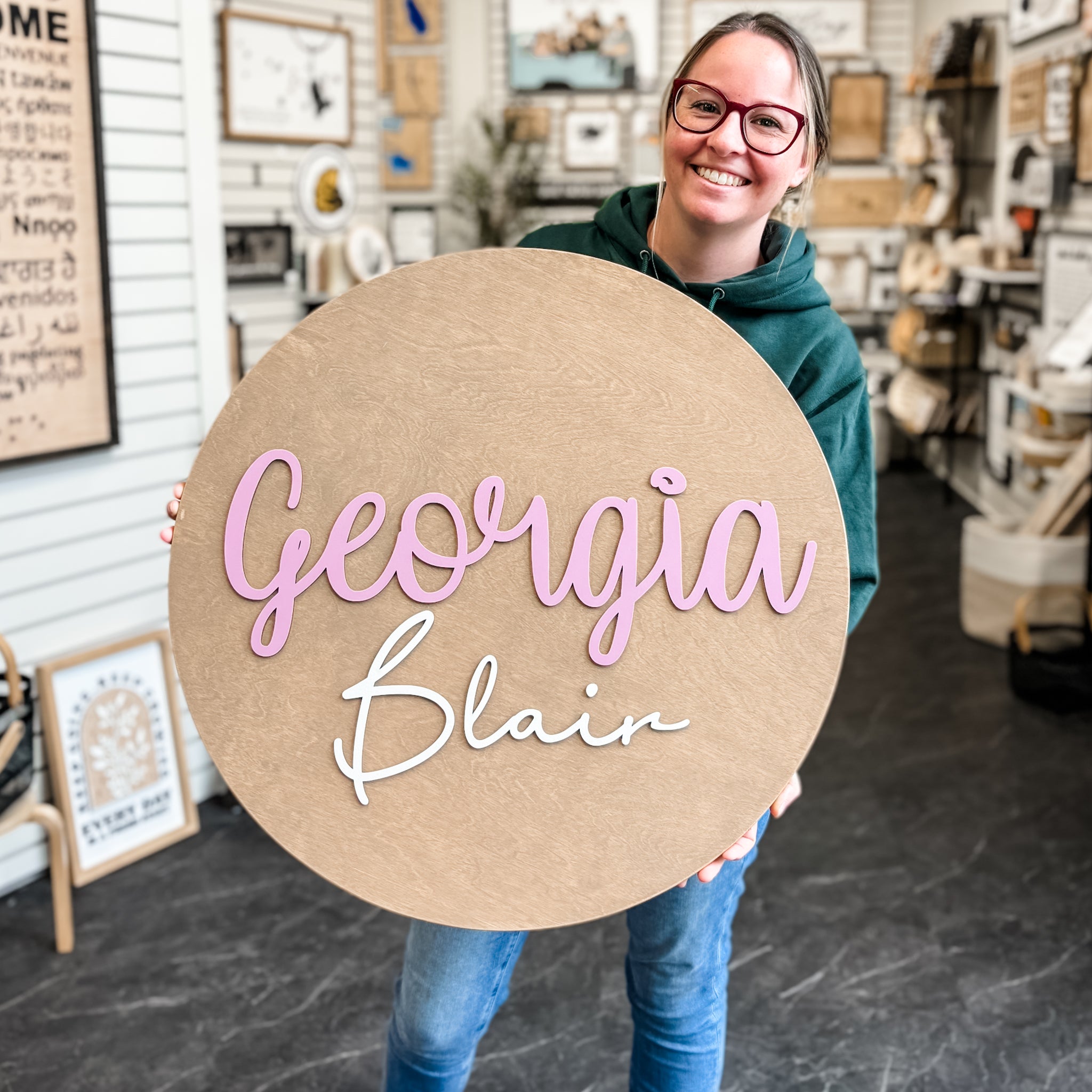 Round Nursery Name • Personalized Wood Sign • For Kids & Nurseries