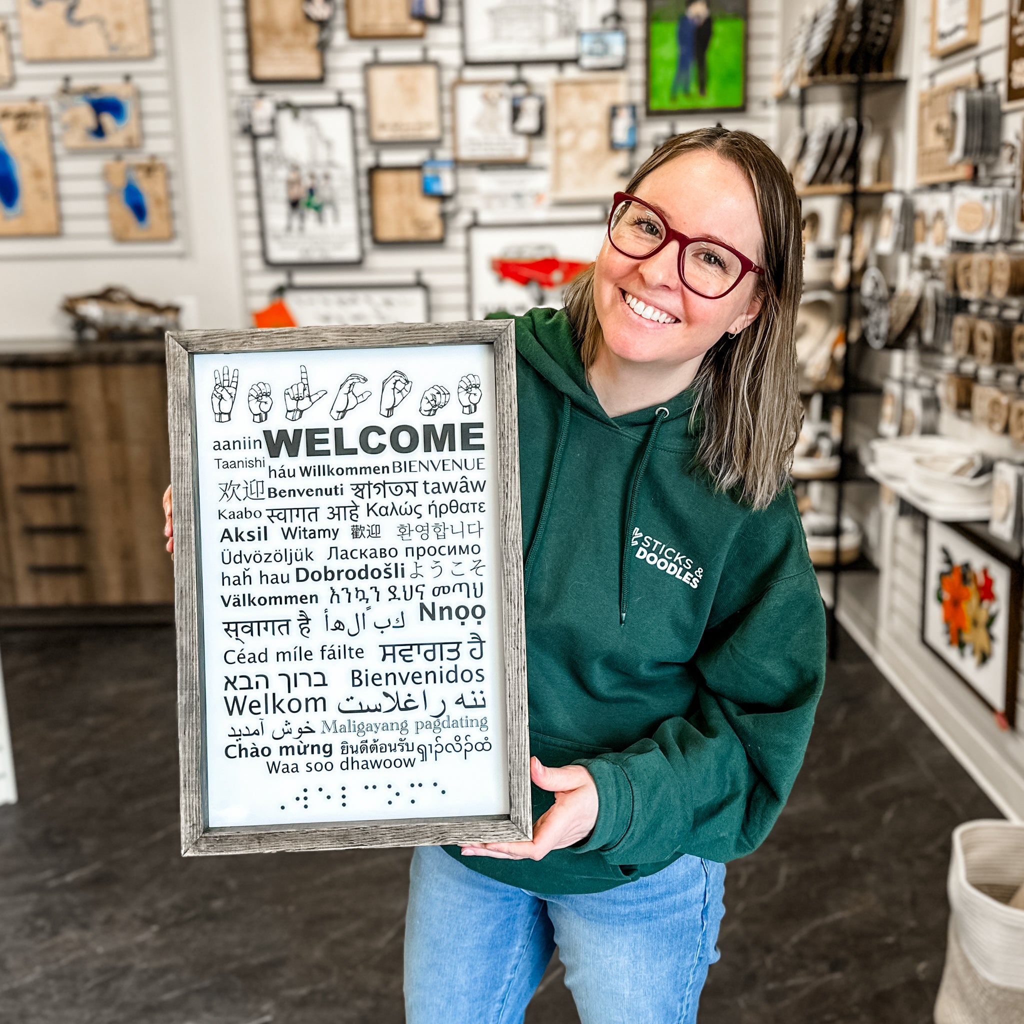 Welcome in 40 Languages Sign