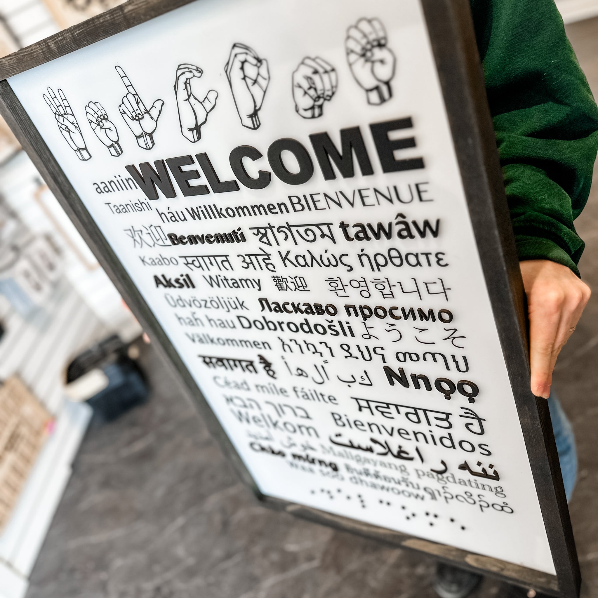 Welcome in 40 Languages Sign