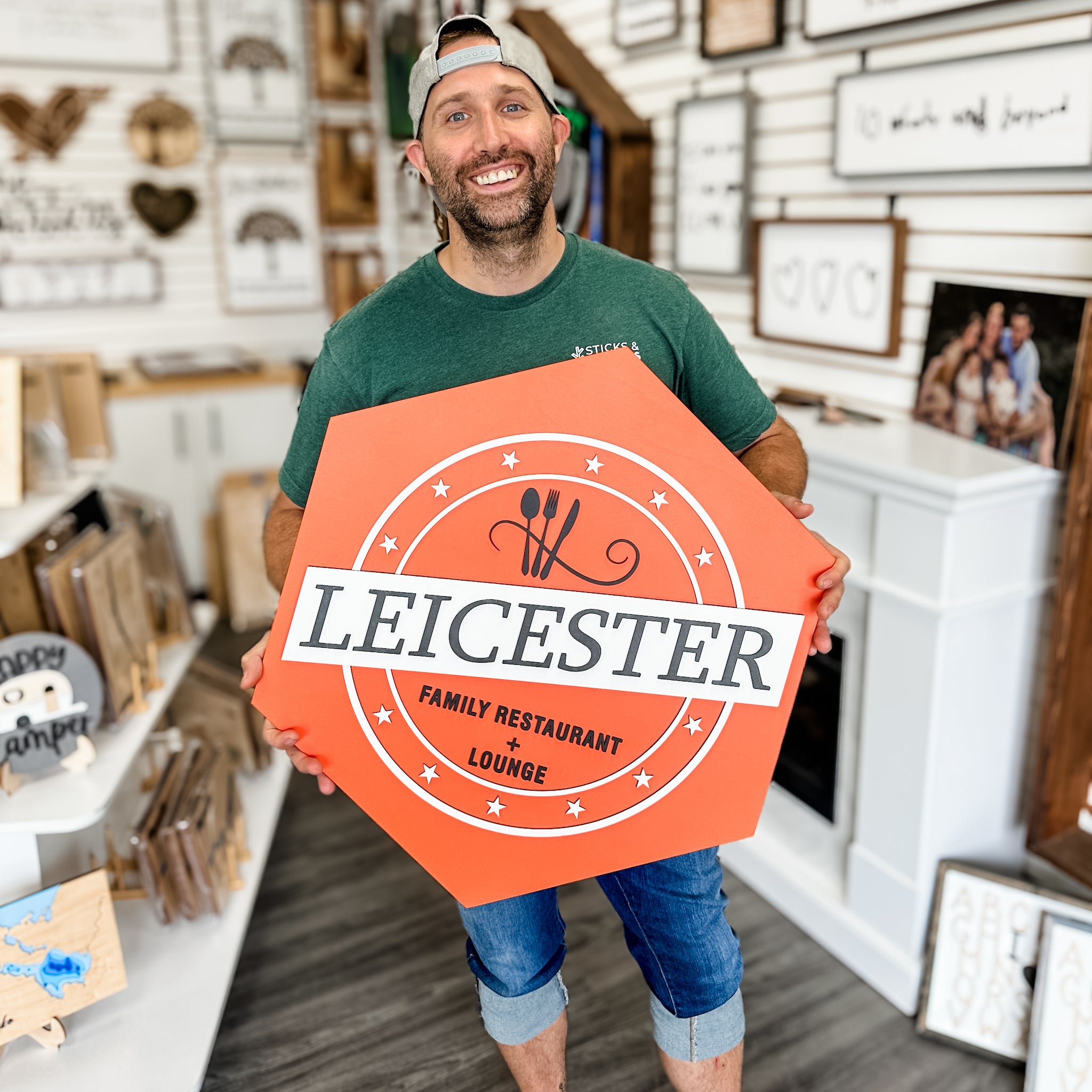 Premium Custom Shaped Wood Logo • Handcrafted 3D Painted Sign