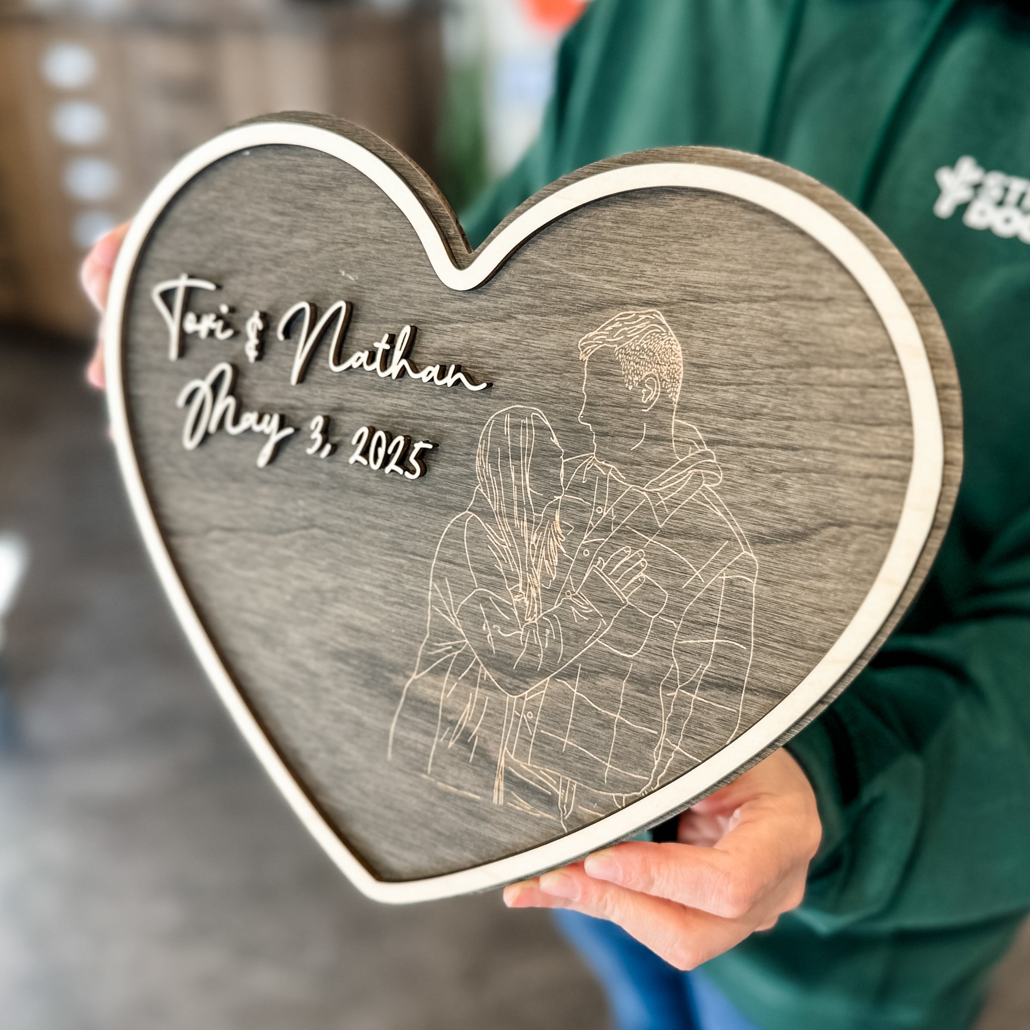 Custom Hand-Drawn Couples Heart Photo Artwork