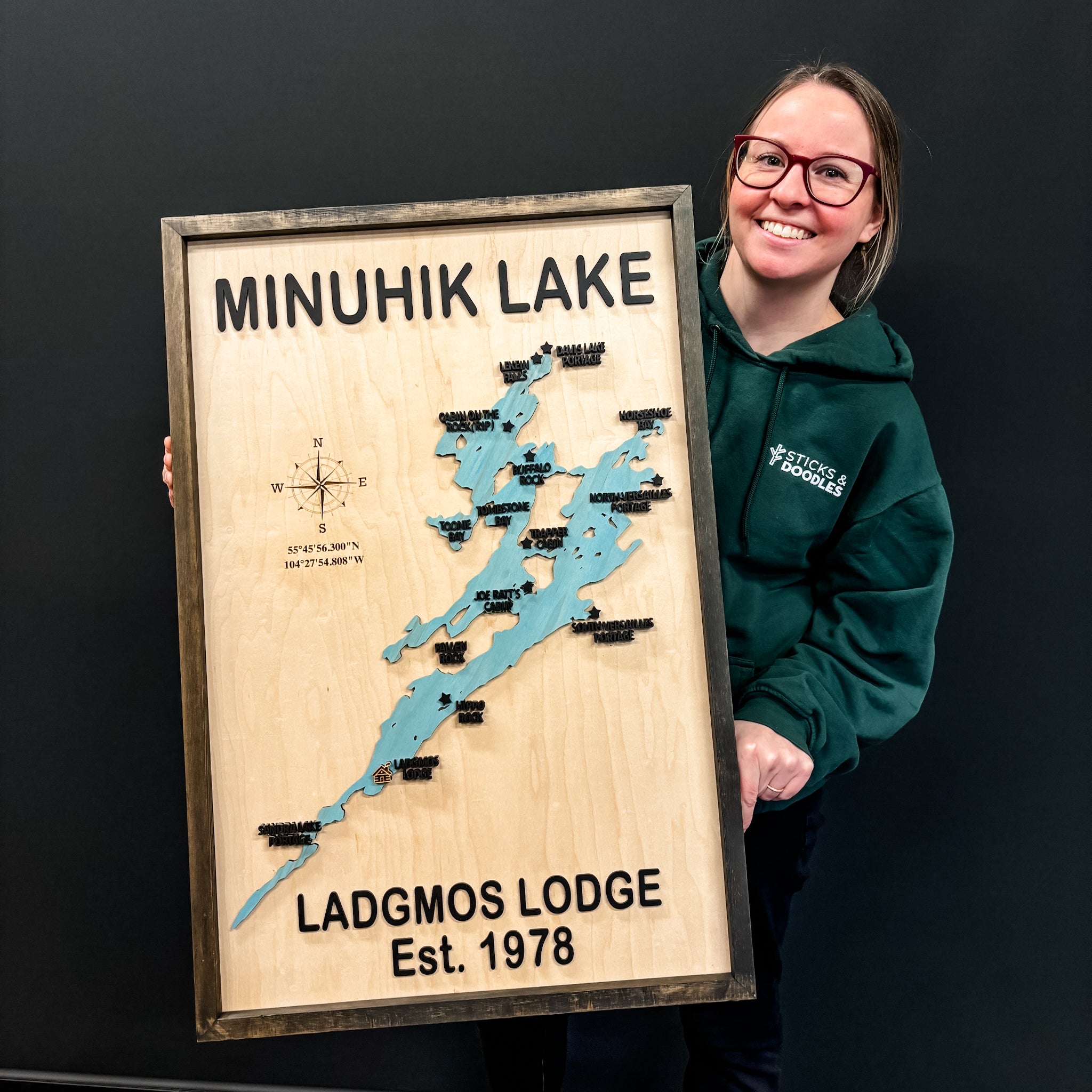Silhouette Lake Map • Personalized 3D Wood Map • For Lake Lovers