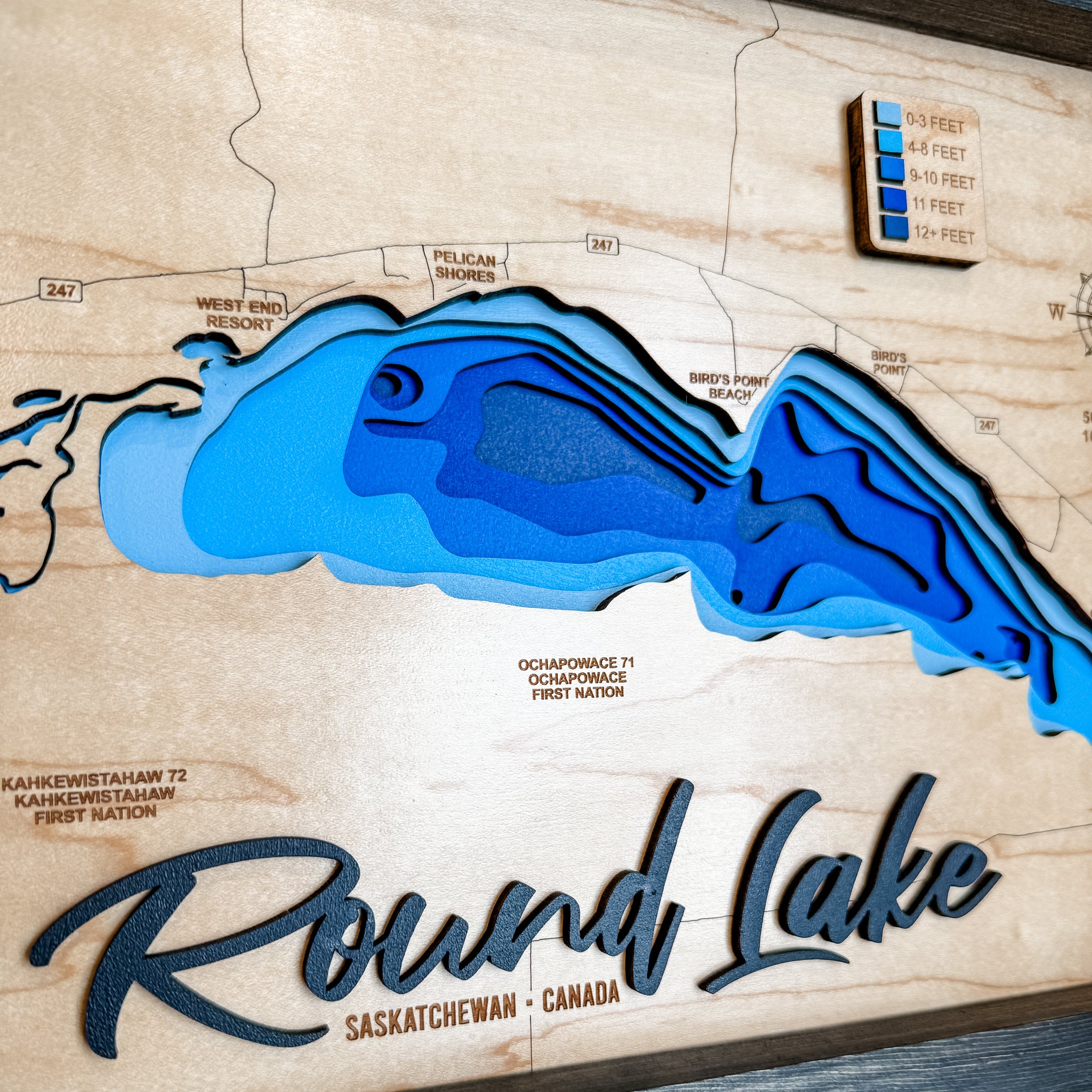 Round Lake 3D Wood Map