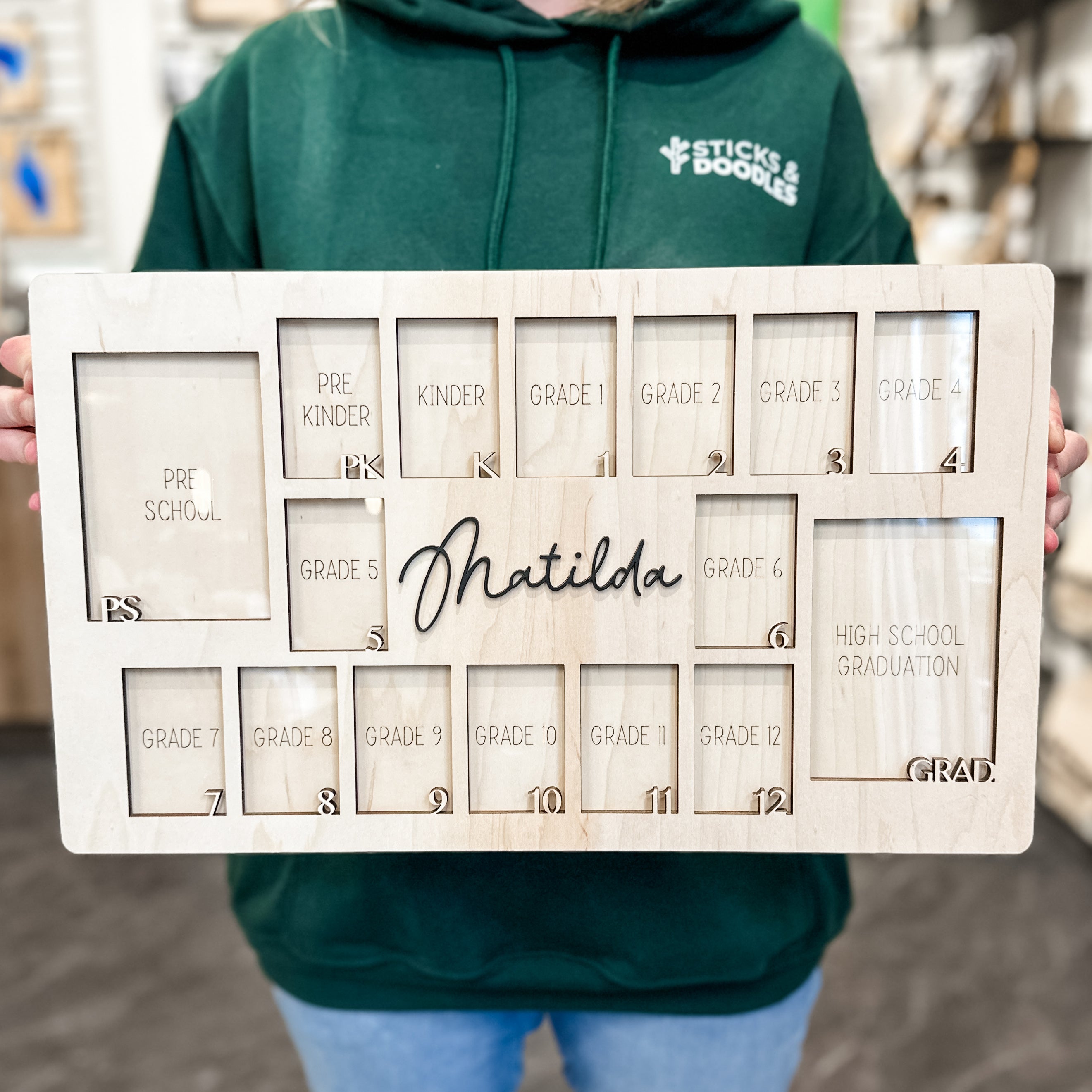 K-12 School Photo Frame • Personalized Wooden Graduation Frame • For Kids’ Milestones & Memories