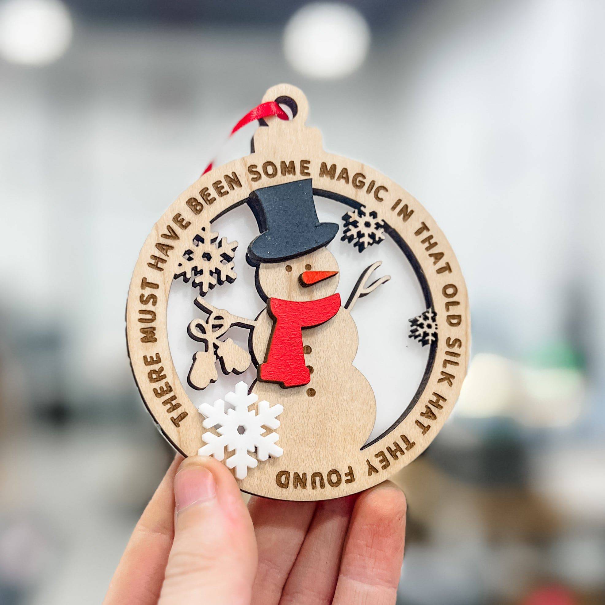Frosty the Snowman 3D Wood Ornament - Sticks & Doodles