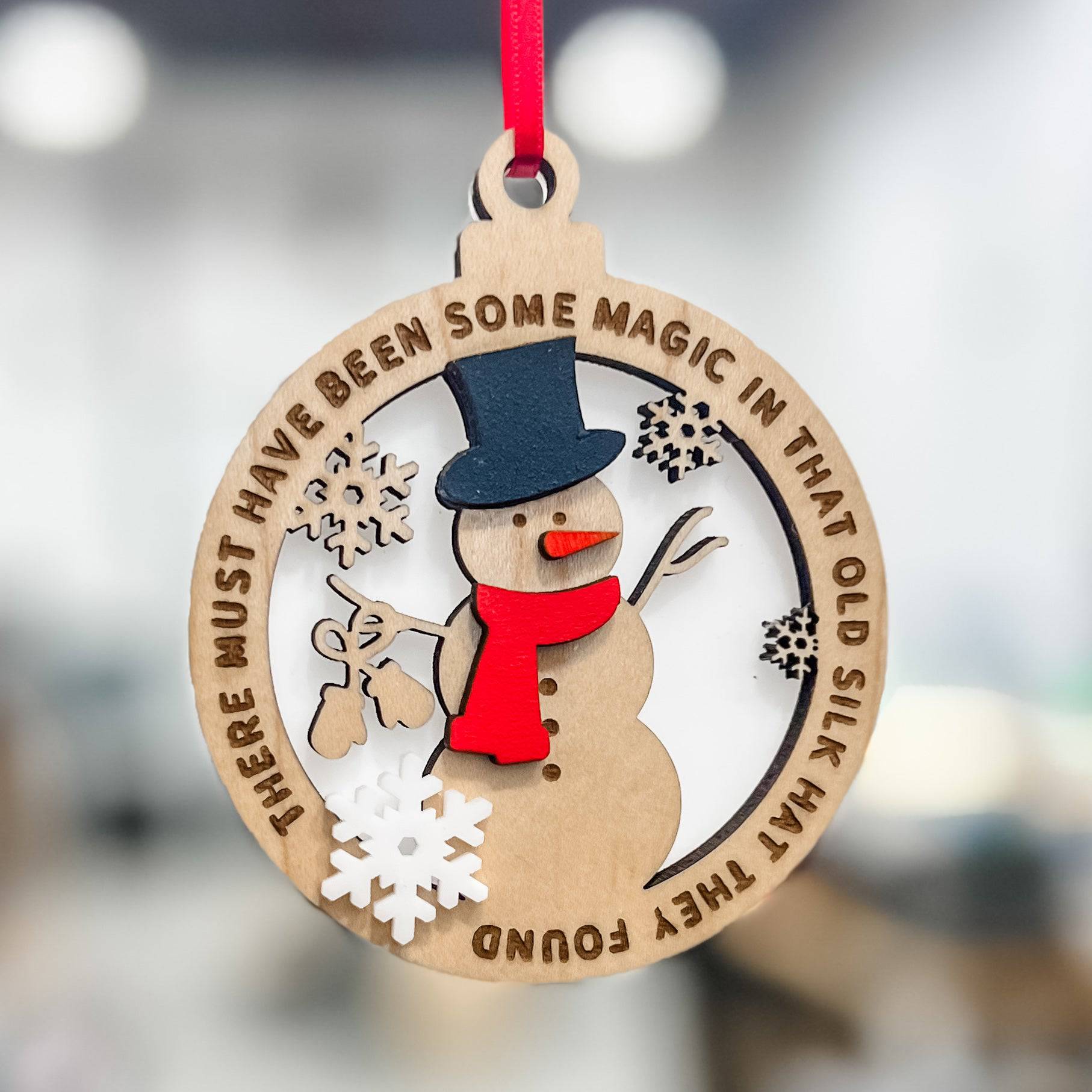 Frosty the Snowman 3D Wood Ornament - Sticks & Doodles