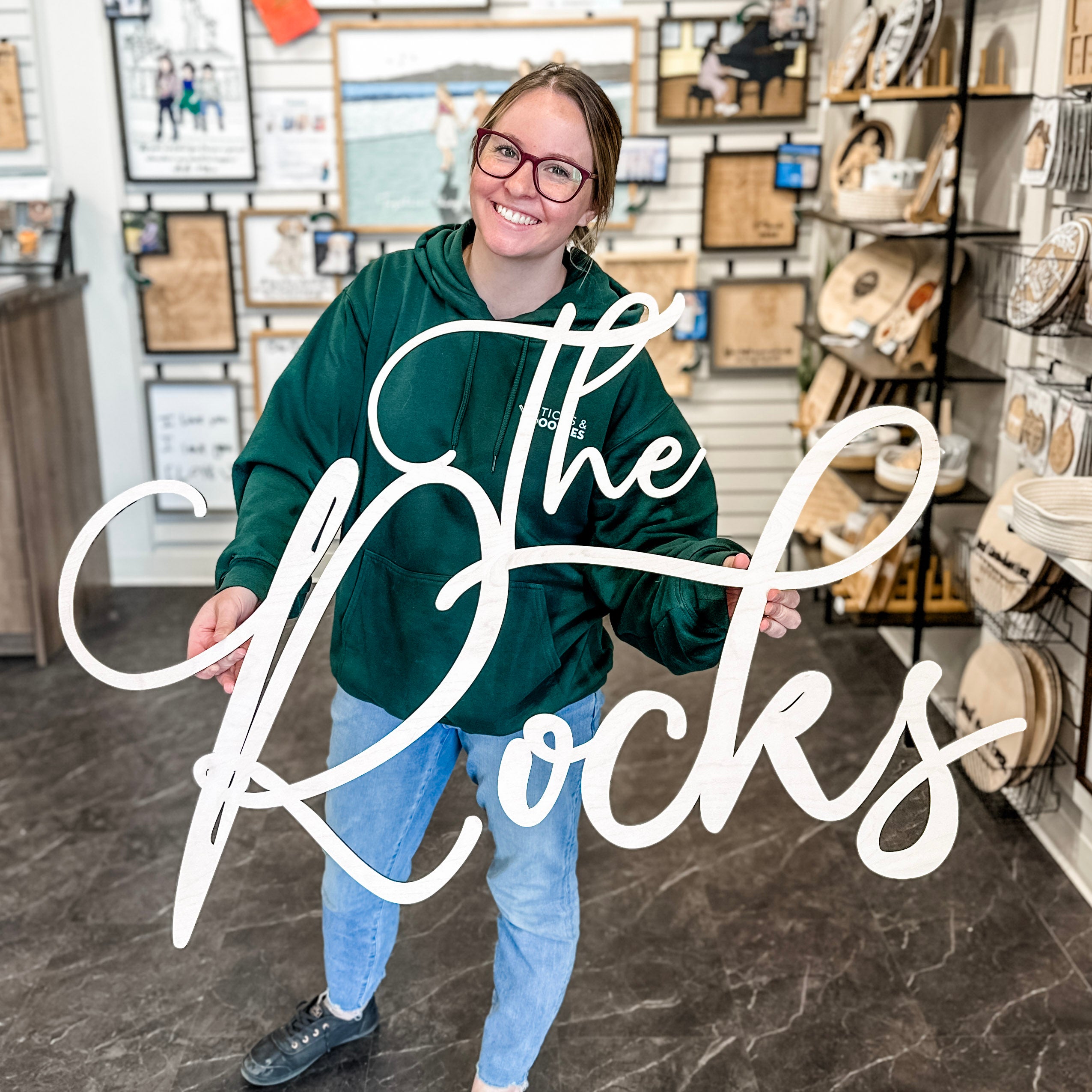 Floating Wood Last Name Sign