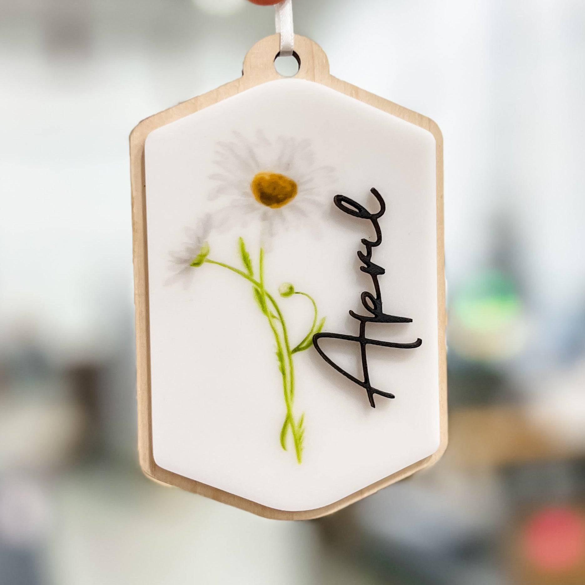 Premium Birth Flower Garden 3D Wood & Acrylic Ornament **Choose from 12 Flowers!** - Sticks & Doodles