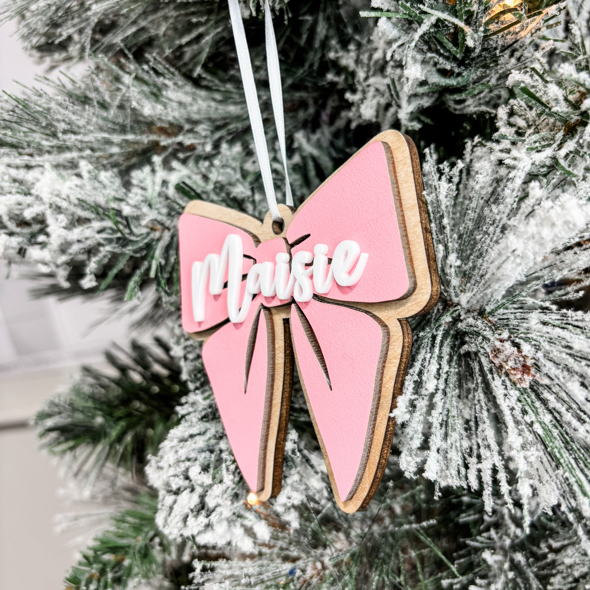 The Pink Bow Ornament – Personalized or Classic