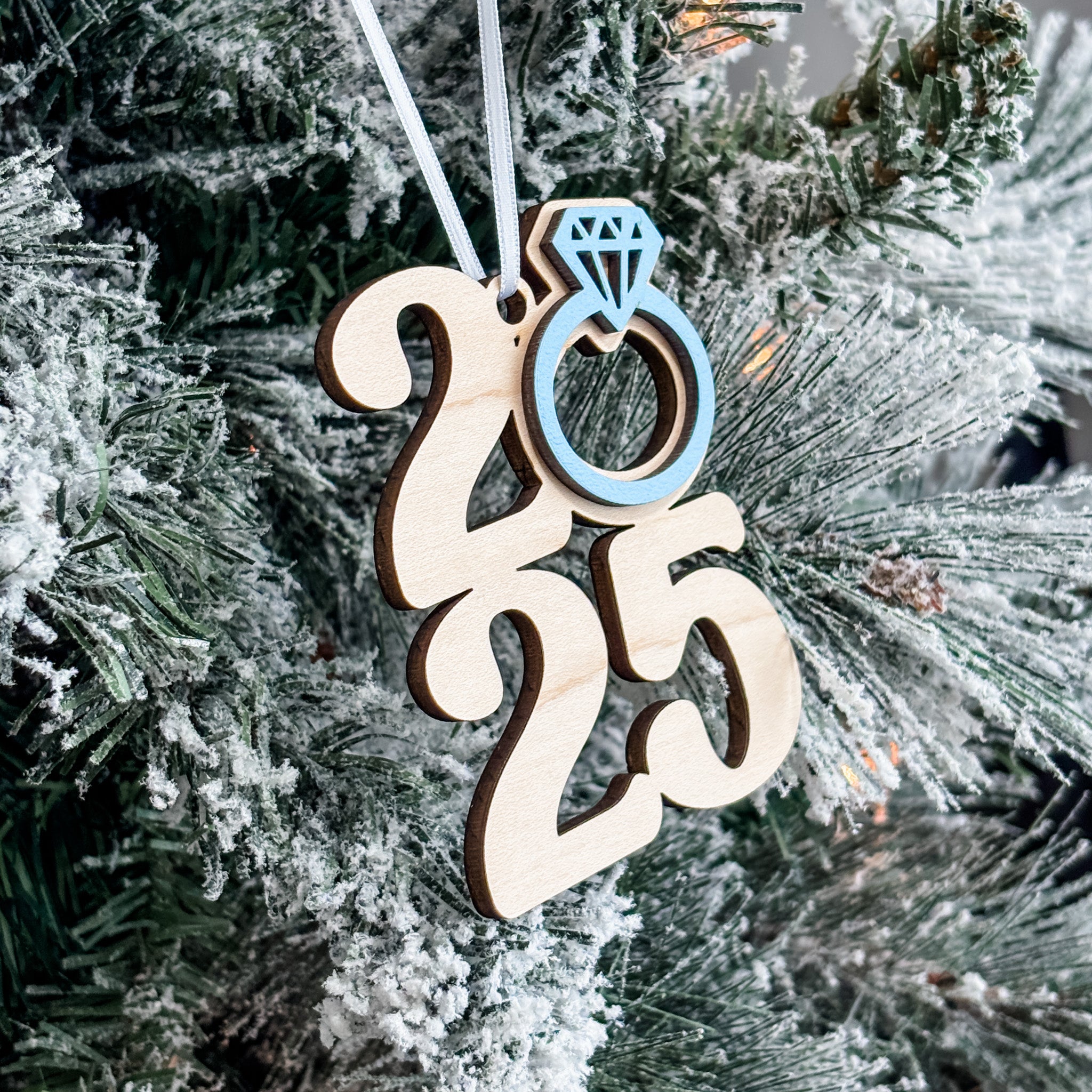 2025 Ring • 3D Wood Ornament • For Couples & Engagements