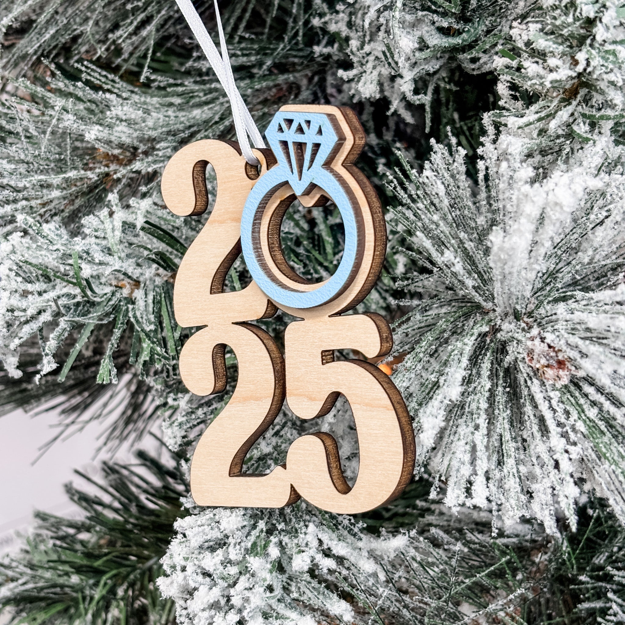 2025 Ring • 3D Wood Ornament • For Couples & Engagements