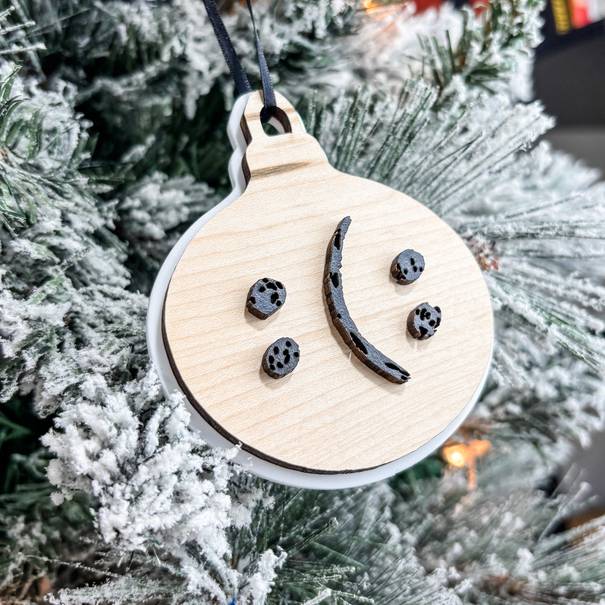 Happy Sad Face • 3D Wood Ornament • For Mental Health Awareness