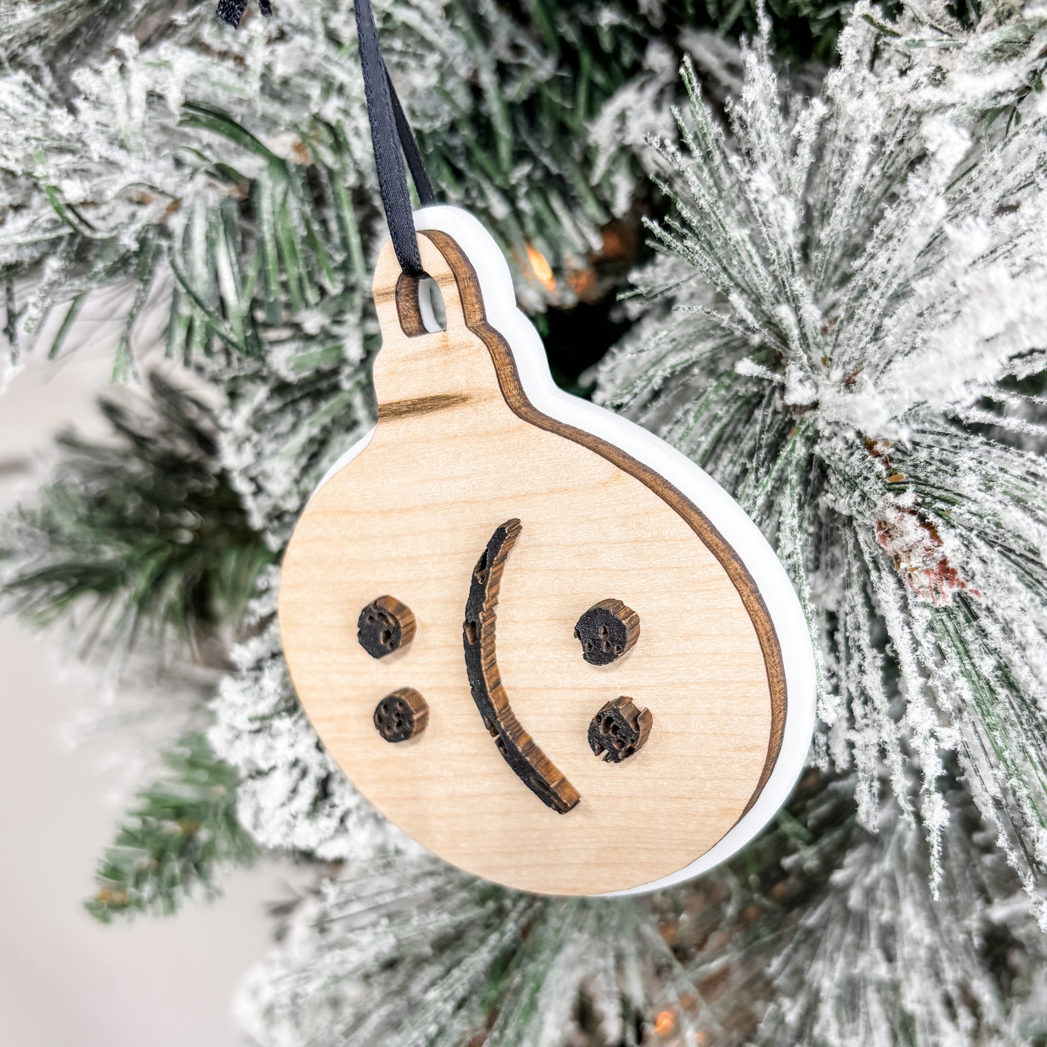 Happy Sad Face • 3D Wood Ornament • For Mental Health Awareness