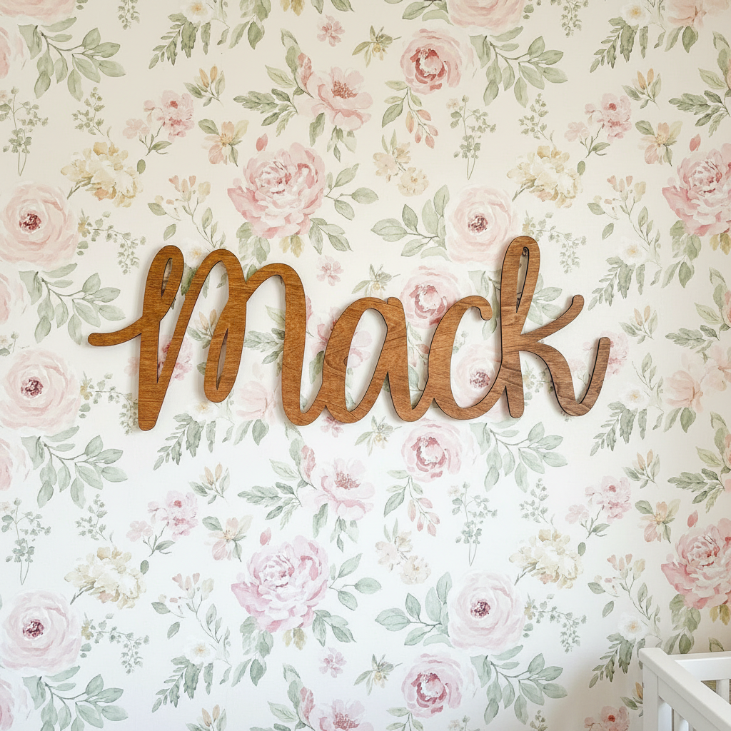 Floating Wood Nursery Name Sign for Kids’ Rooms