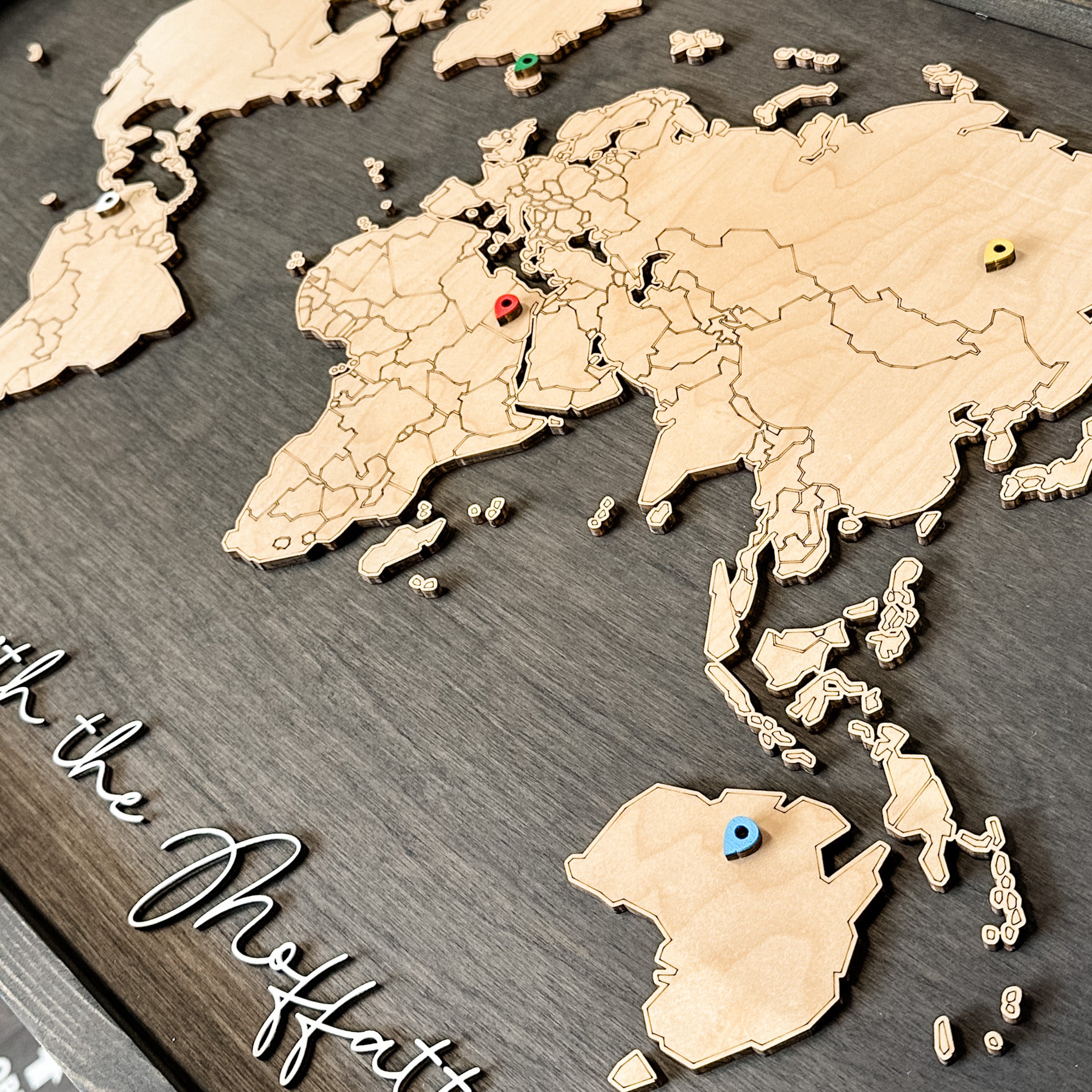 Personalized World Map • Premium Handcrafted Wood Sign