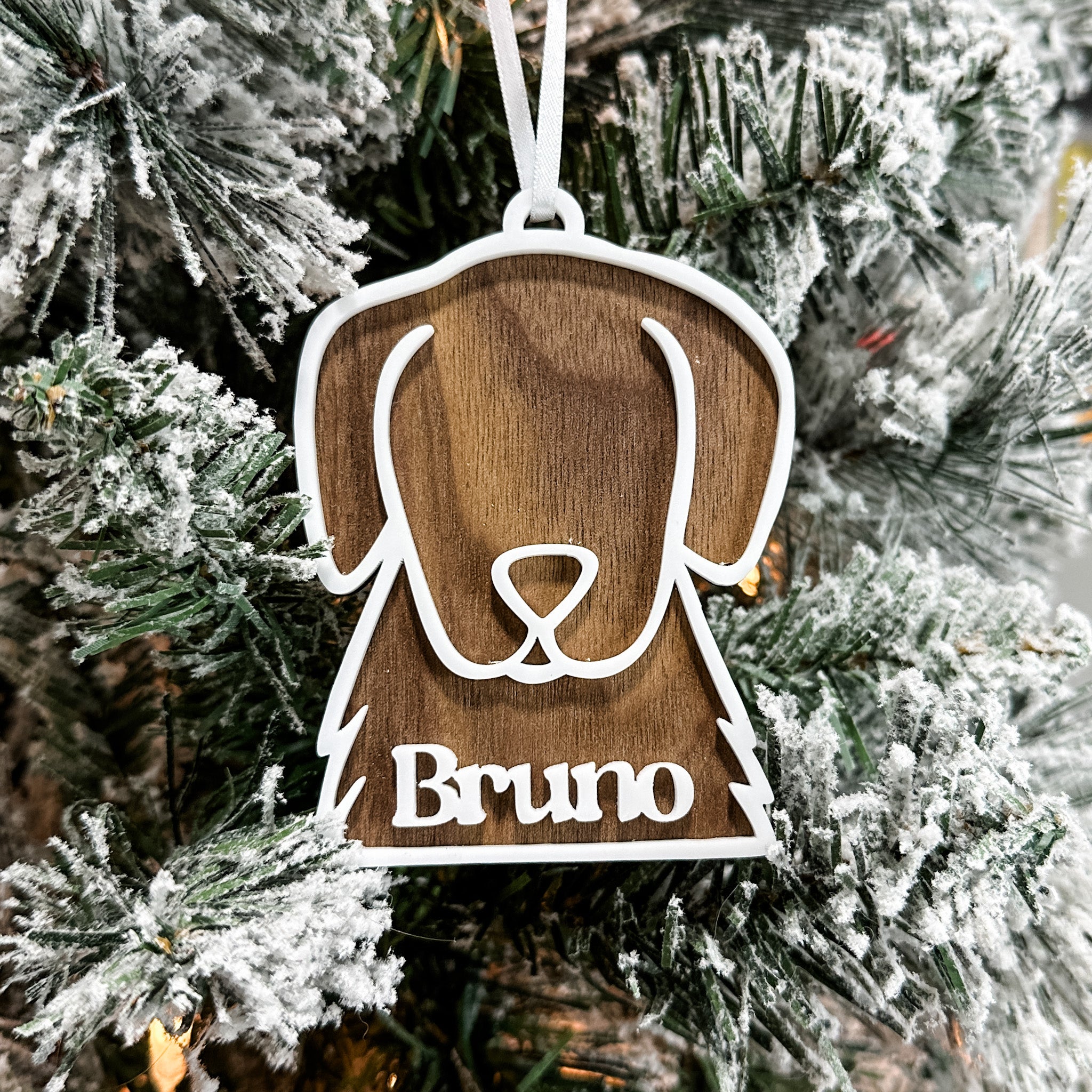 Minimalist Cat or Dog • 3D Wood Ornament • For Pet Lovers