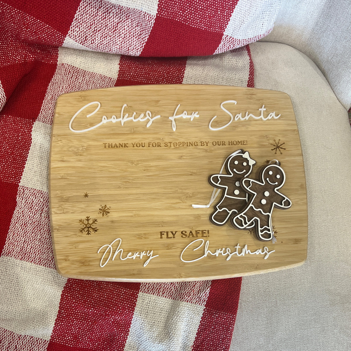 Cookies for Santa Engraved Wooden Cutting Board
