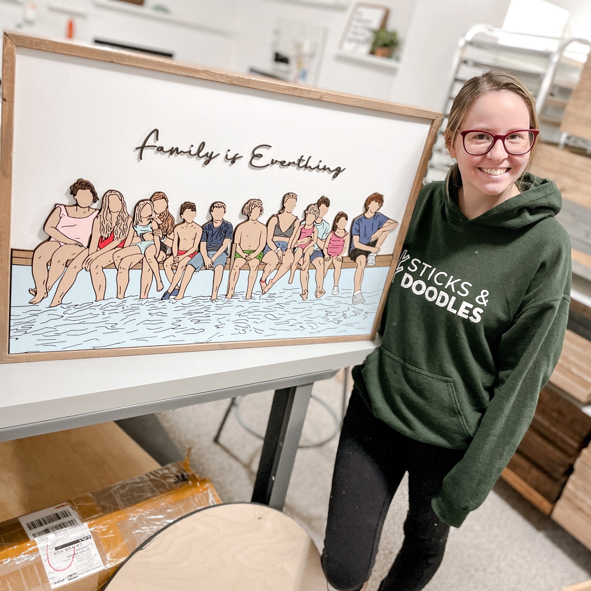 ✨Feature✨ Barb’s Grandkids on the Dock – A Custom 3D Painted Wood Portrait