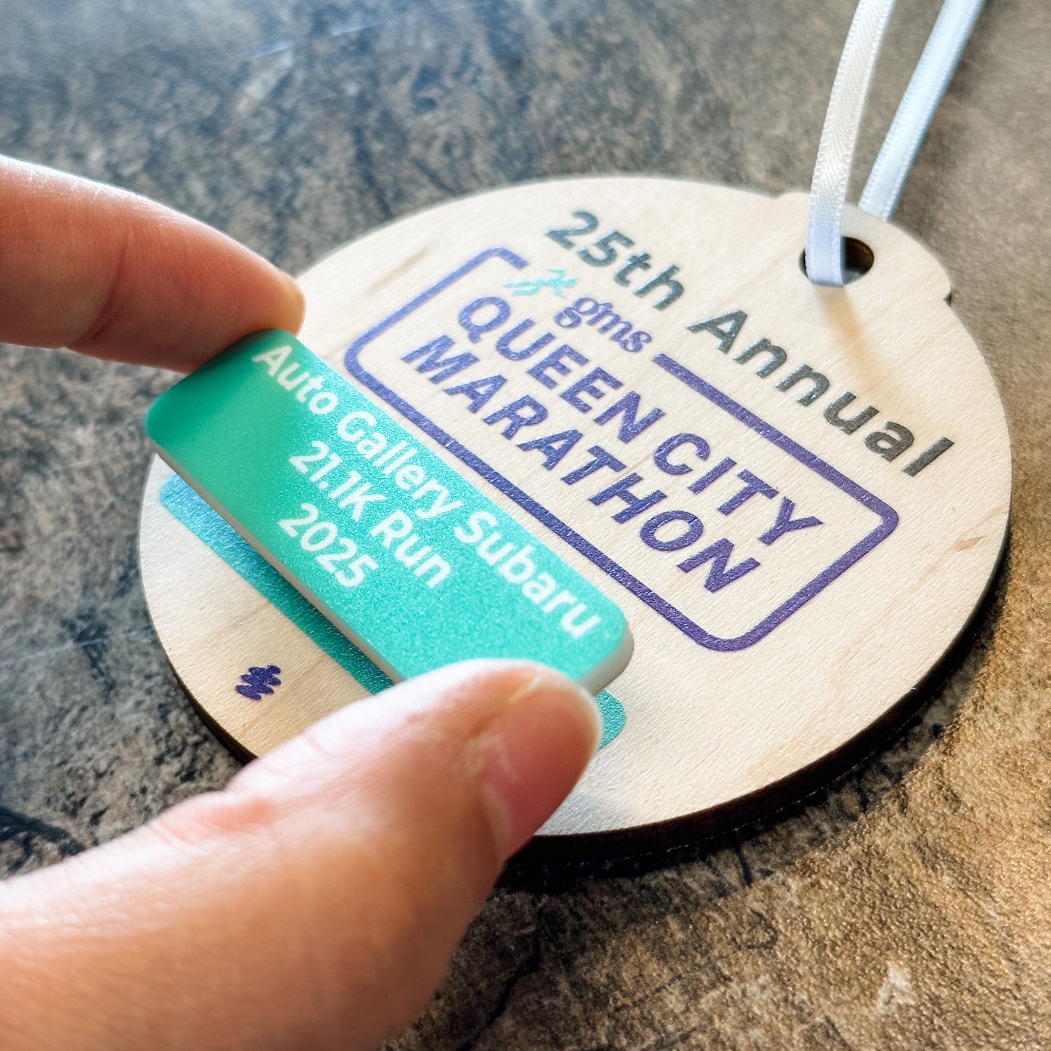 25th Annual Queen City Marathon • Wood Ornaments & Magnets • For Marathon Participants & Volunteers