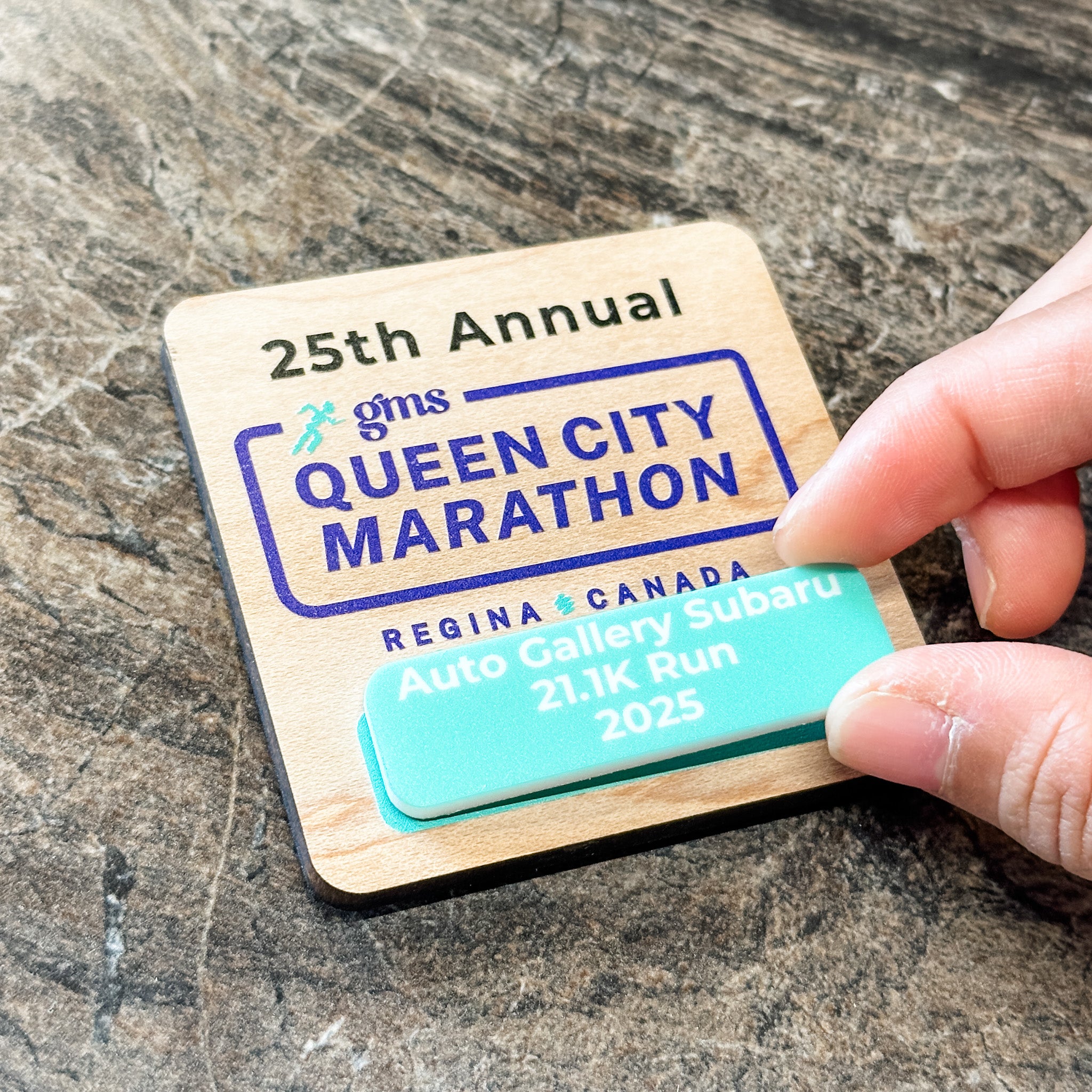 25th Annual Queen City Marathon • Wood Ornaments & Magnets • For Marathon Participants & Volunteers