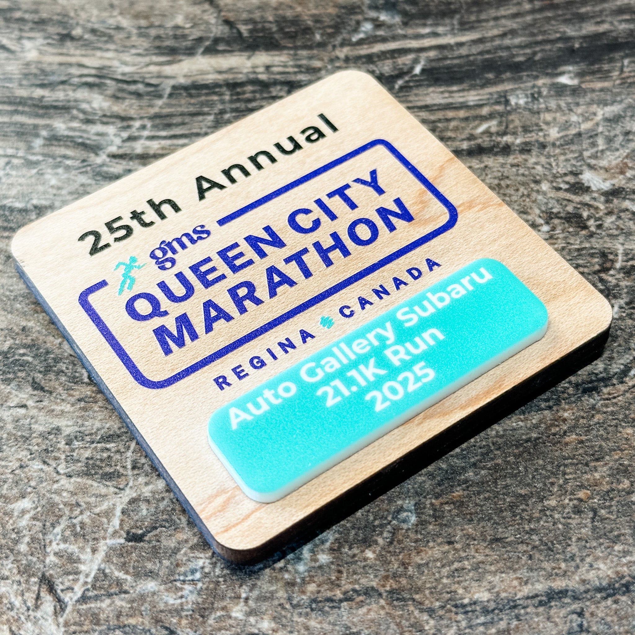 25th Annual Queen City Marathon • Wood Ornaments & Magnets • For Marathon Participants & Volunteers