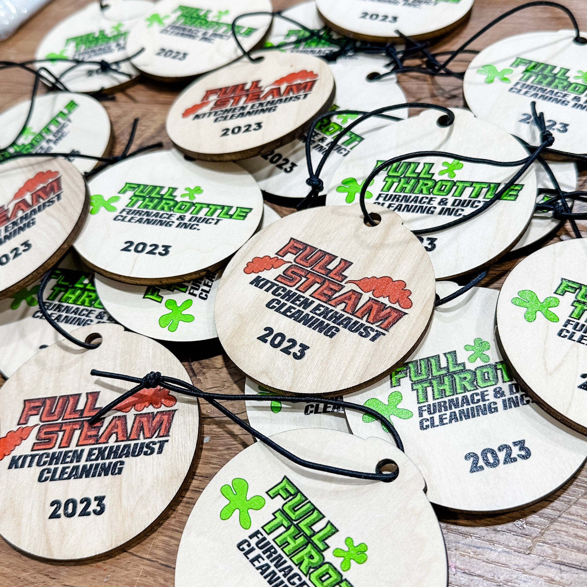 Group Order: Printed Company Logo • Wood or Acrylic Ornaments • Corporate Gifts