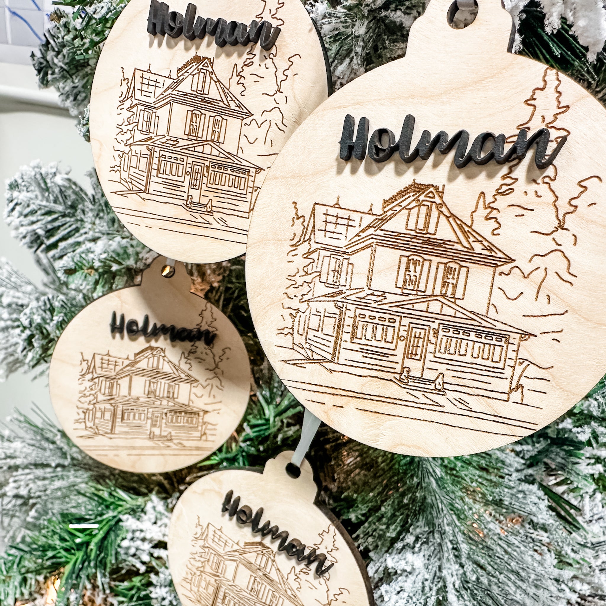 Line Art Portrait Ornaments • Faceless Wood or Acrylic Ornaments • Group Order for Staff & Customer Gifts