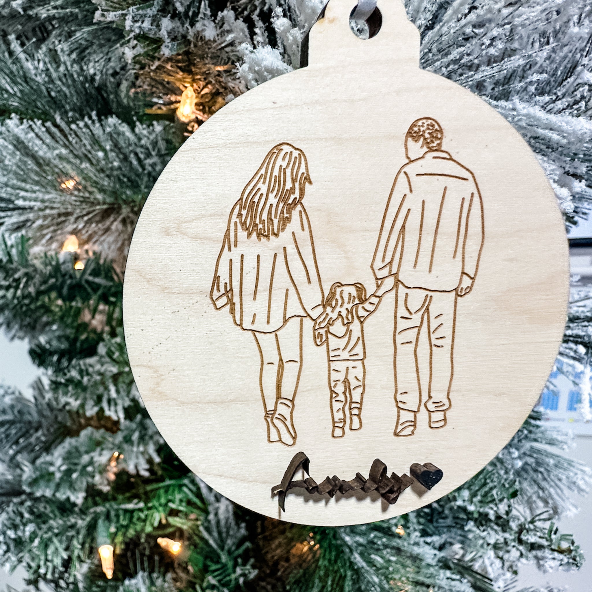Line Art Portrait Ornaments • Faceless Wood or Acrylic Ornaments • Group Order for Staff & Customer Gifts