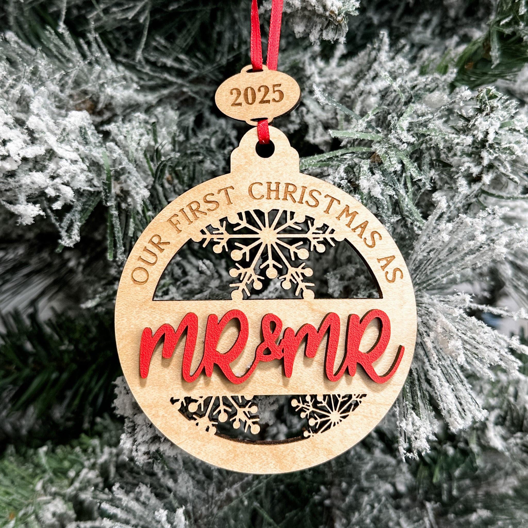 Our First Christmas Married • 3D Wood Ornament
