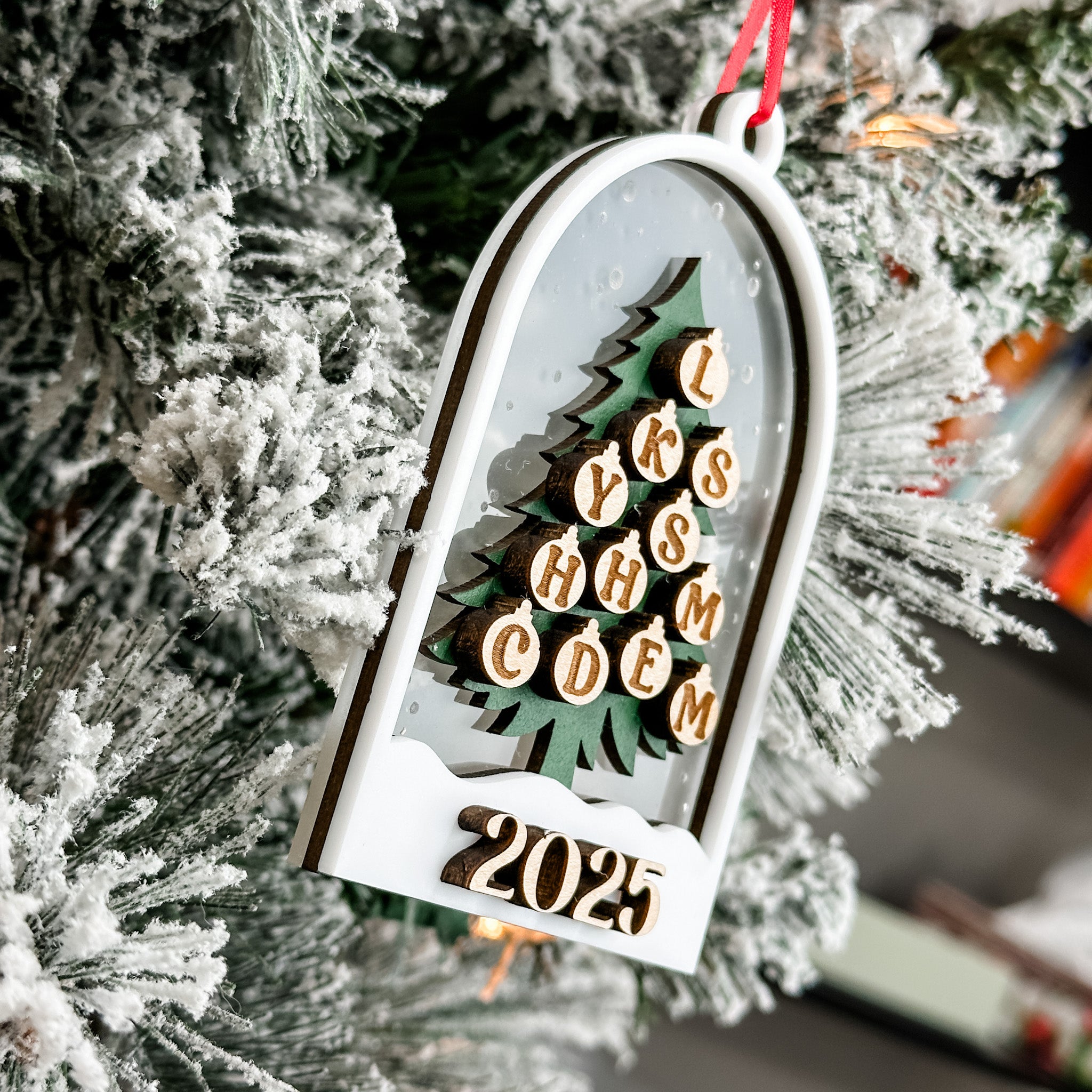 Personalized Family Christmas Tree • 3D Wood & Acrylic Ornament • For Christmas