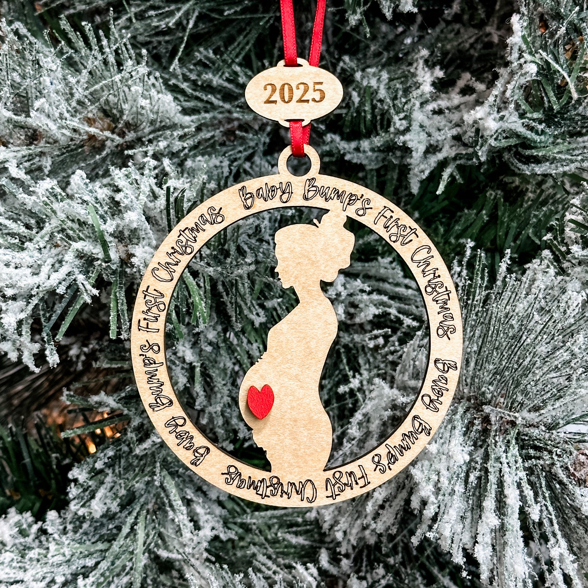 Baby Bump's First Christmas • 3D Wood Ornament