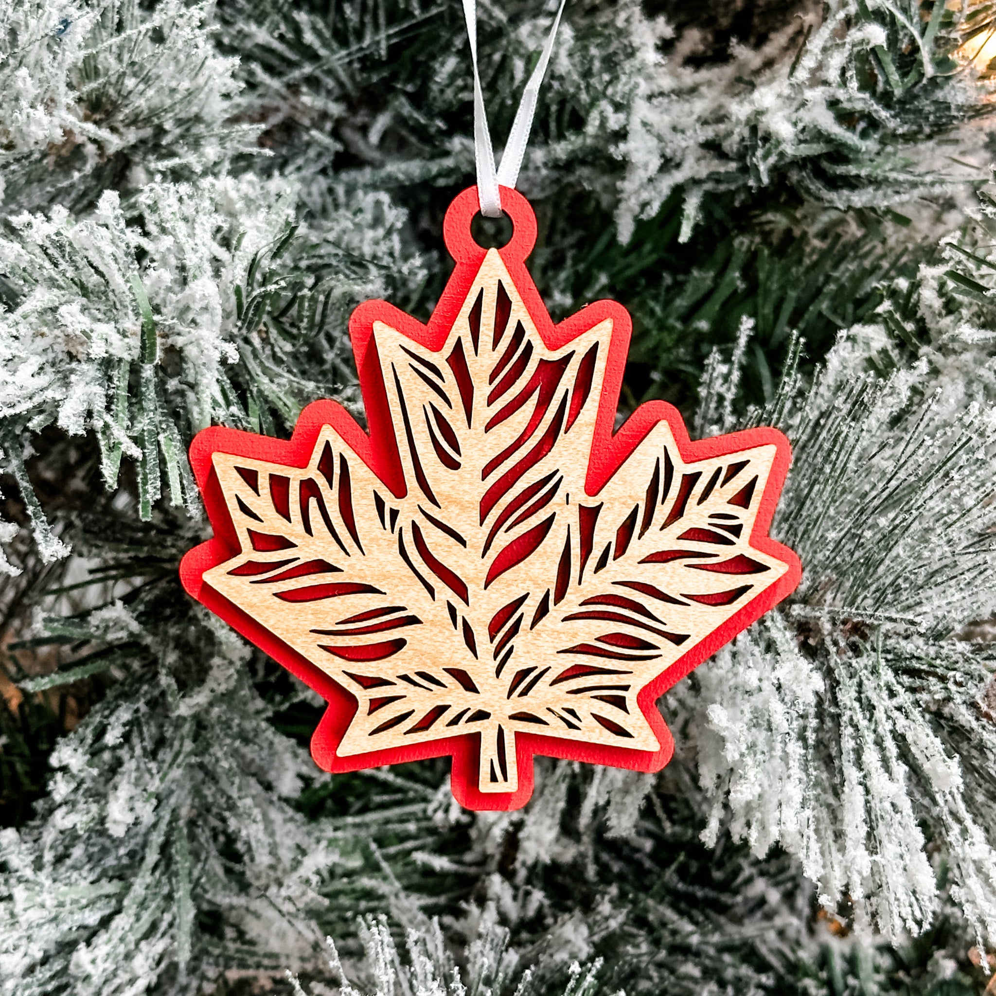 Canadian Maple Leaves • Wood Ornament or Magnet • For Those Who Love Canada