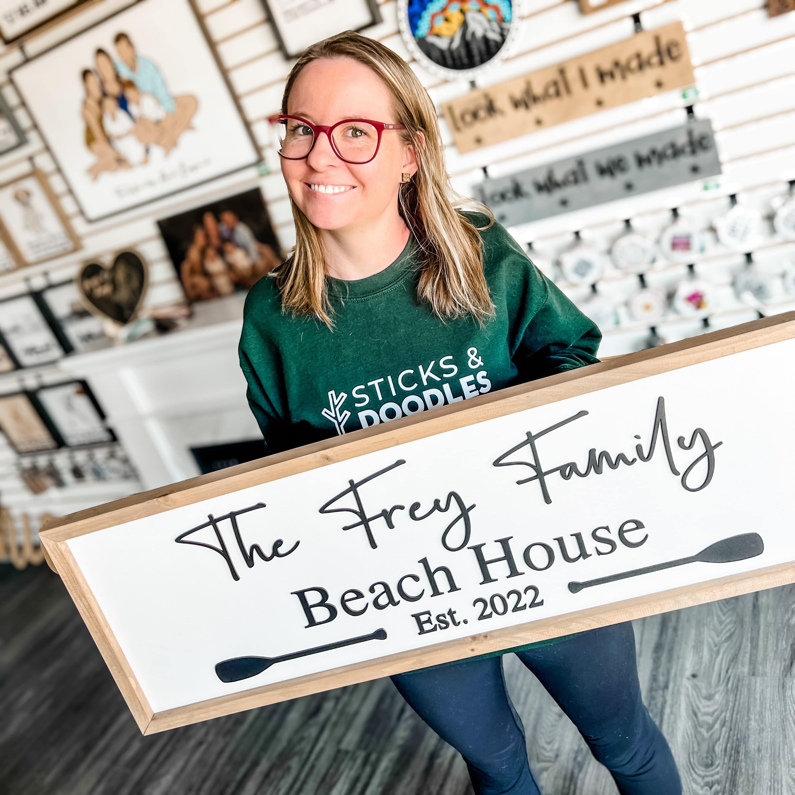 Personalized Beach/Lake House Artwork - Sticks & Doodles