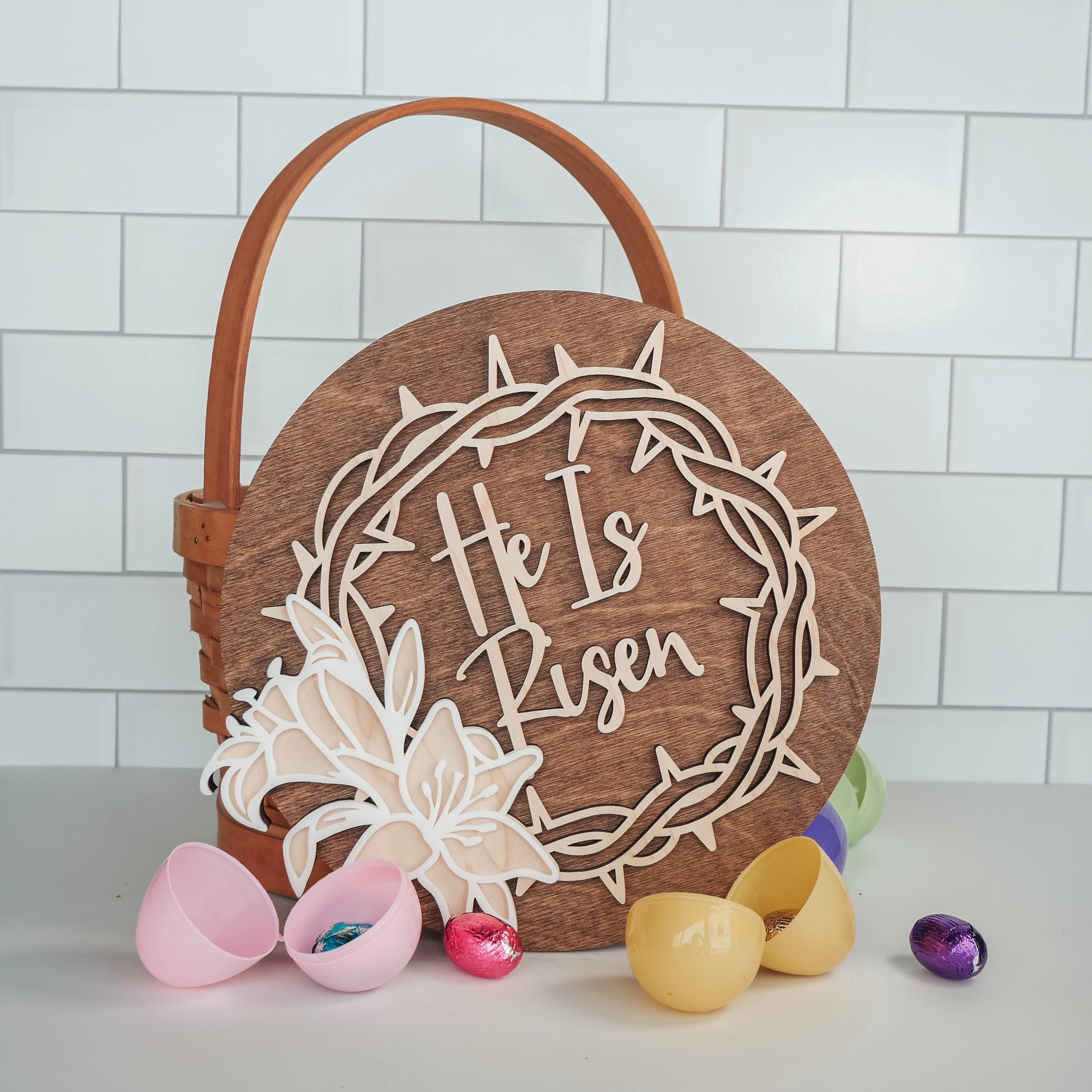 He is Risen Easter Lily Mini Sign