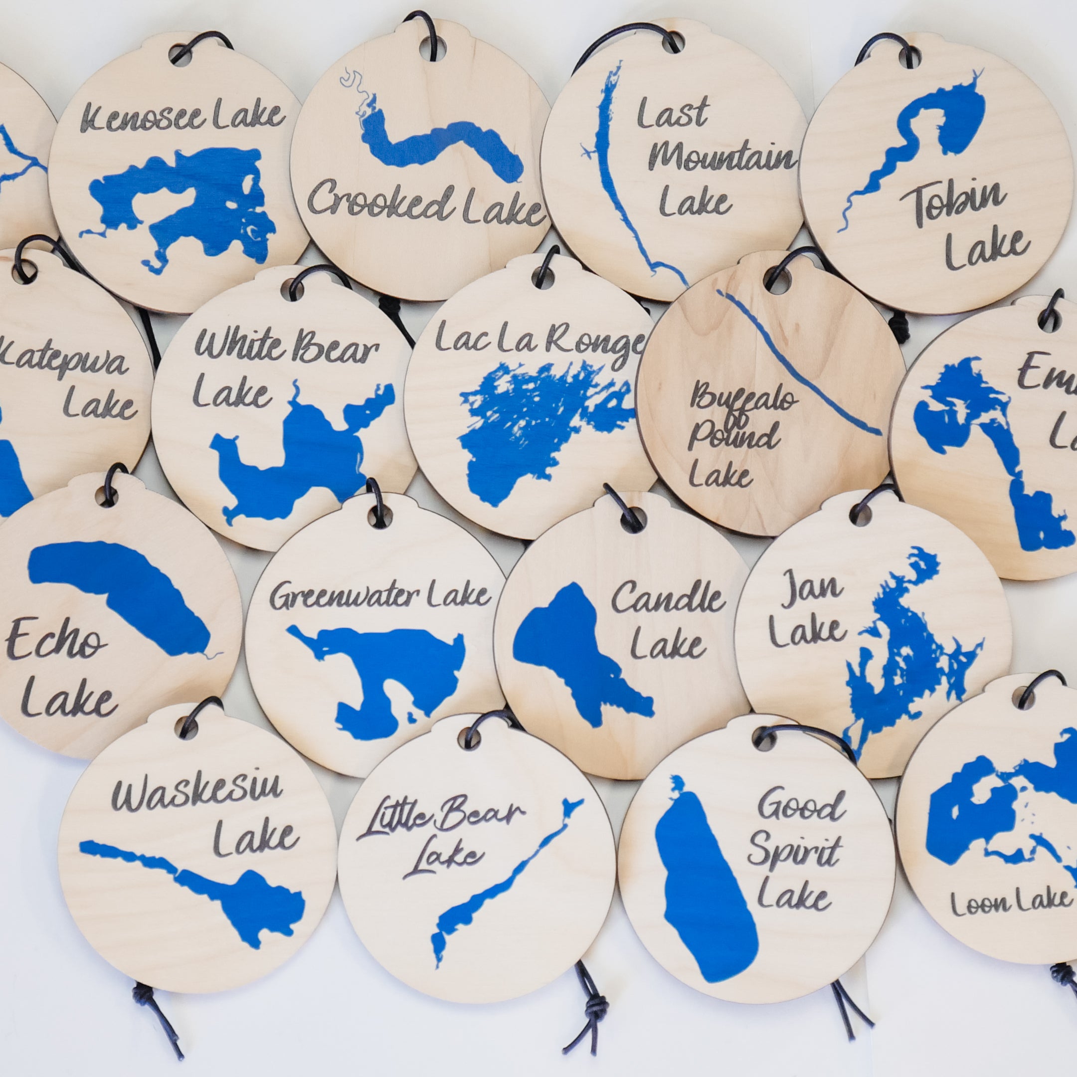 Saskatchewan Lakes • Ornaments / Car Charms with Custom Markers • For Lake Lovers
