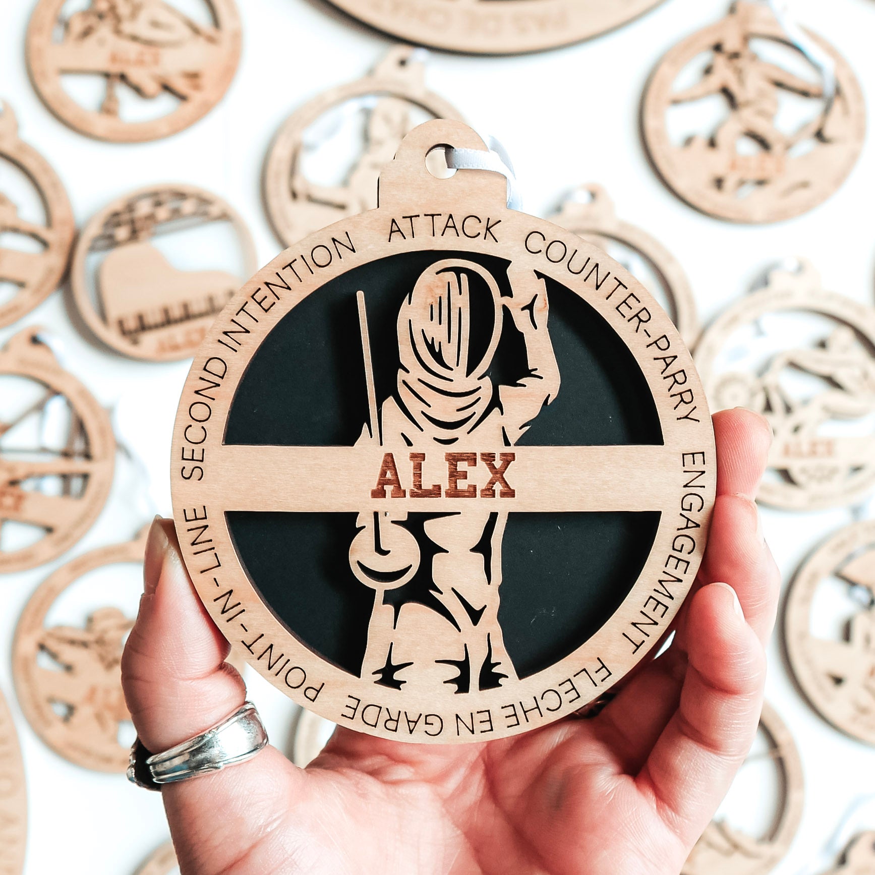 Personalized Fencing Collection • Ornament, Magnet, Medal, or Mini Sign