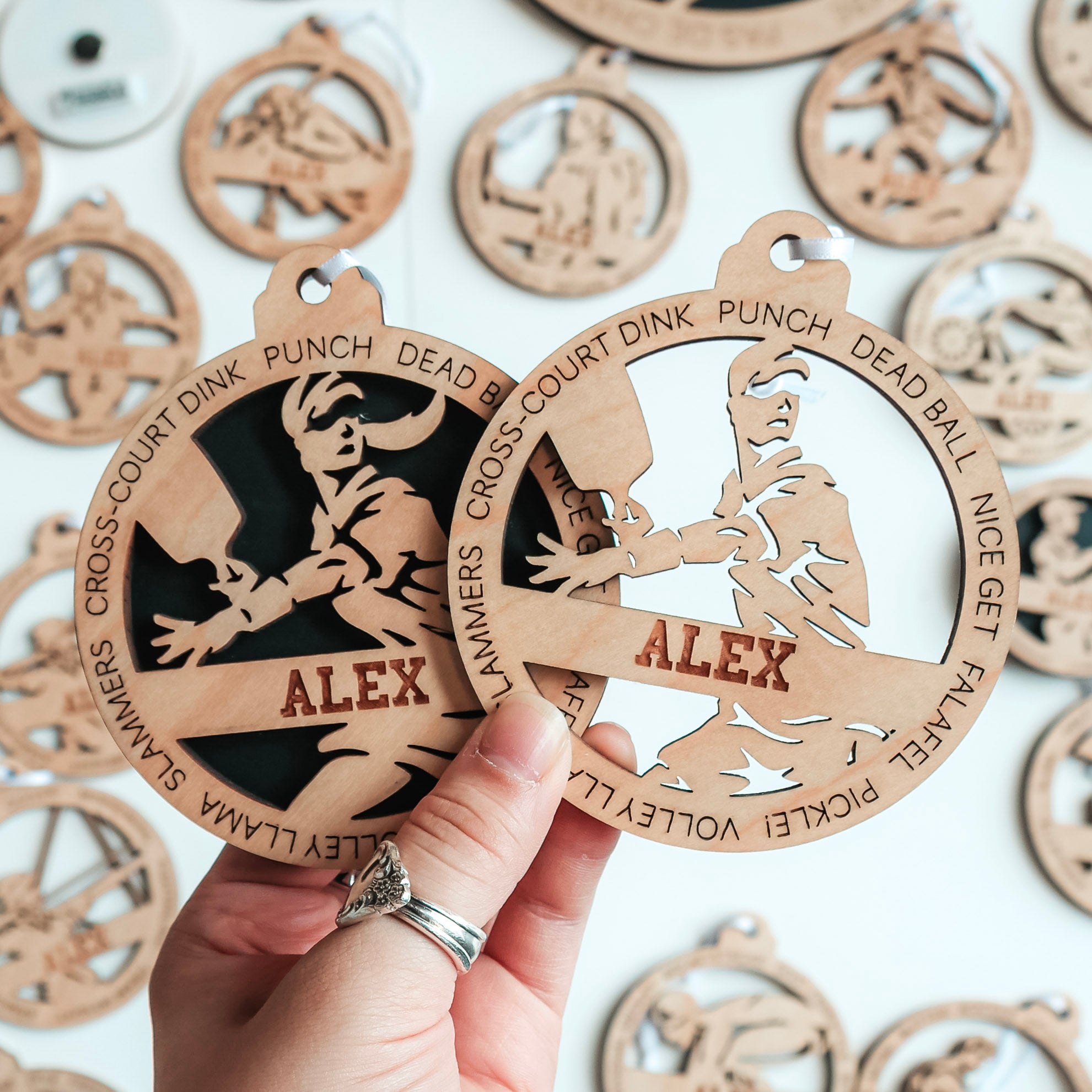 Personalized Pickleball Collection • Ornament, Magnet, Medal, or Mini Sign