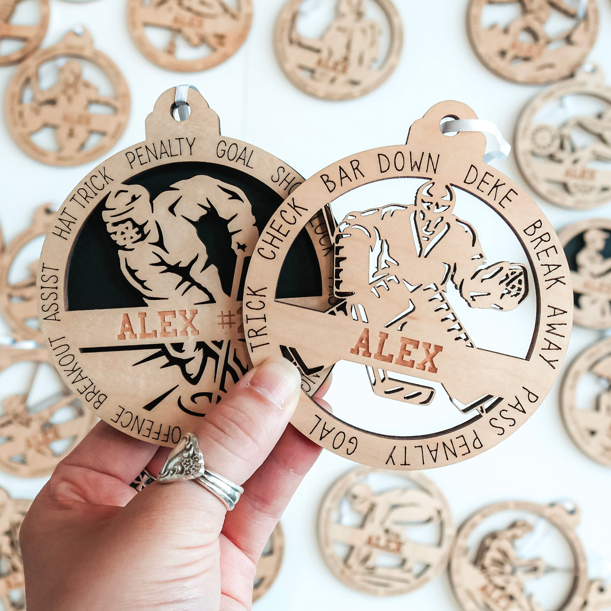 Personalized Ringette Collection • Ornament, Magnet, Medal, or Mini Sign