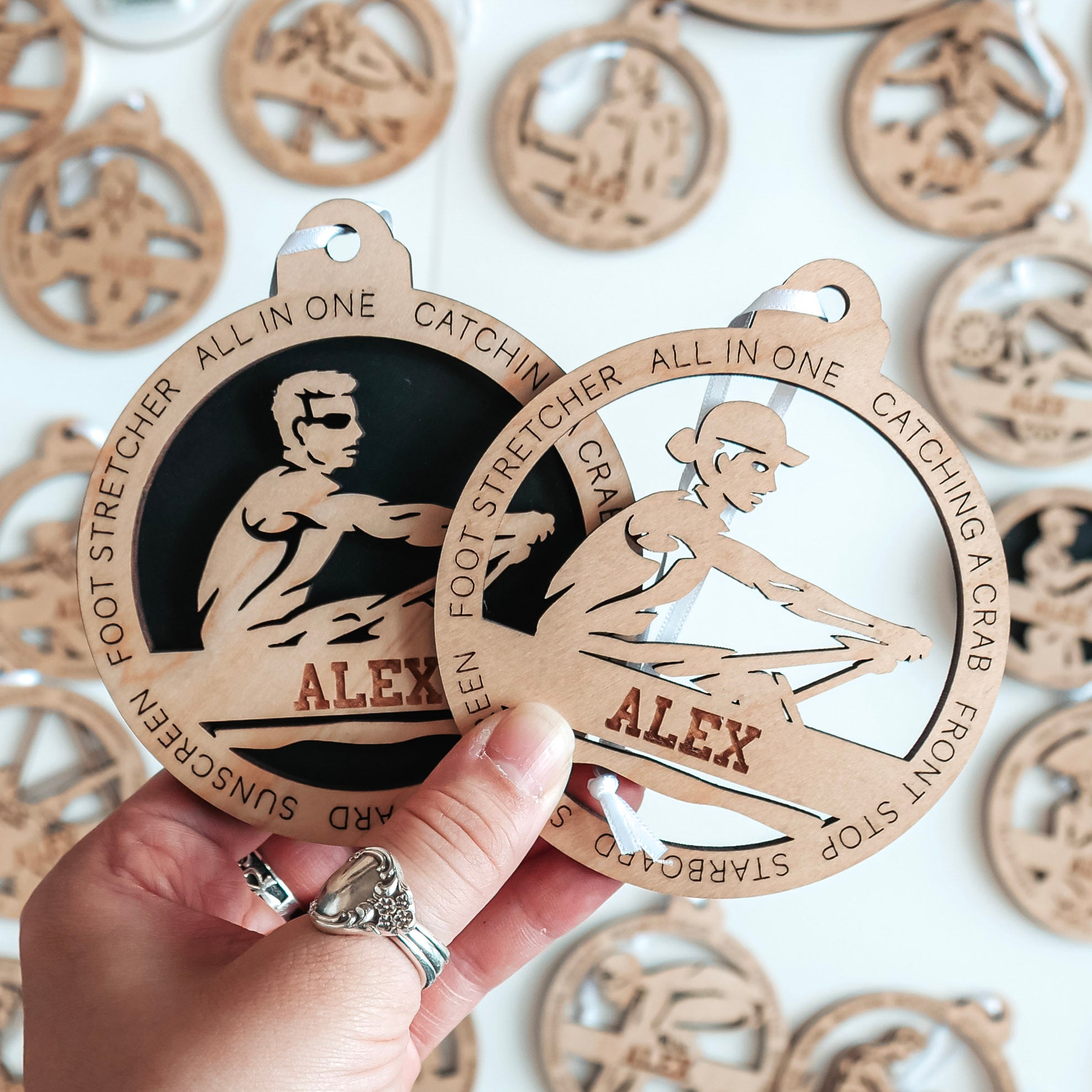 Personalized Rowing Collection • Ornament, Magnet, Medal, or Mini Sign