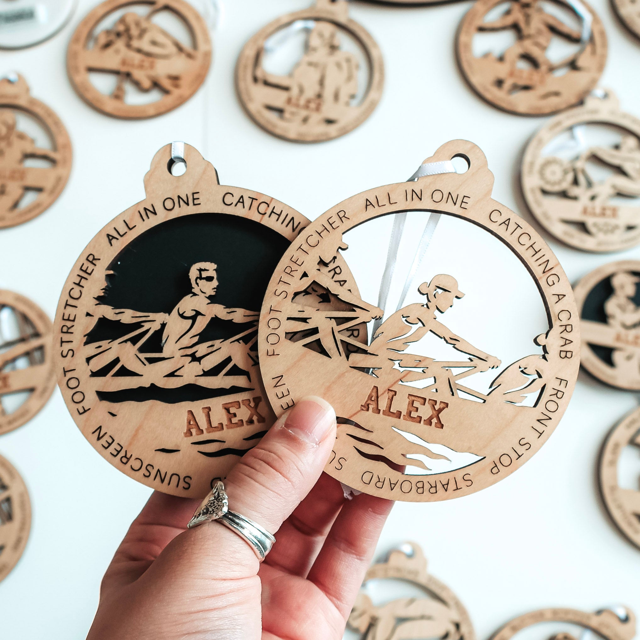 Personalized Rowing Collection • Ornament, Magnet, Medal, or Mini Sign