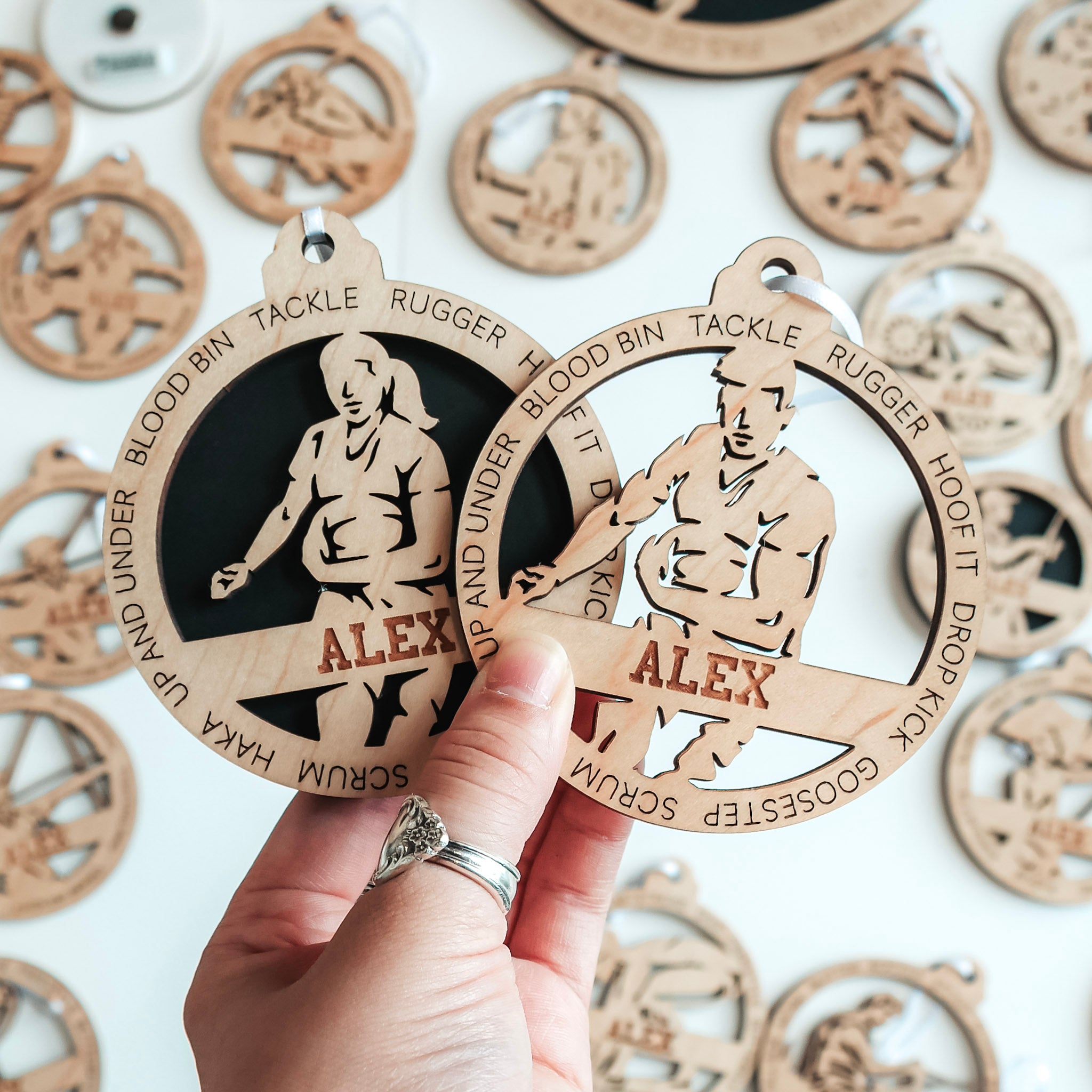 Personalized Rugby Collection • Ornament, Magnet, Medal, or Mini Sign