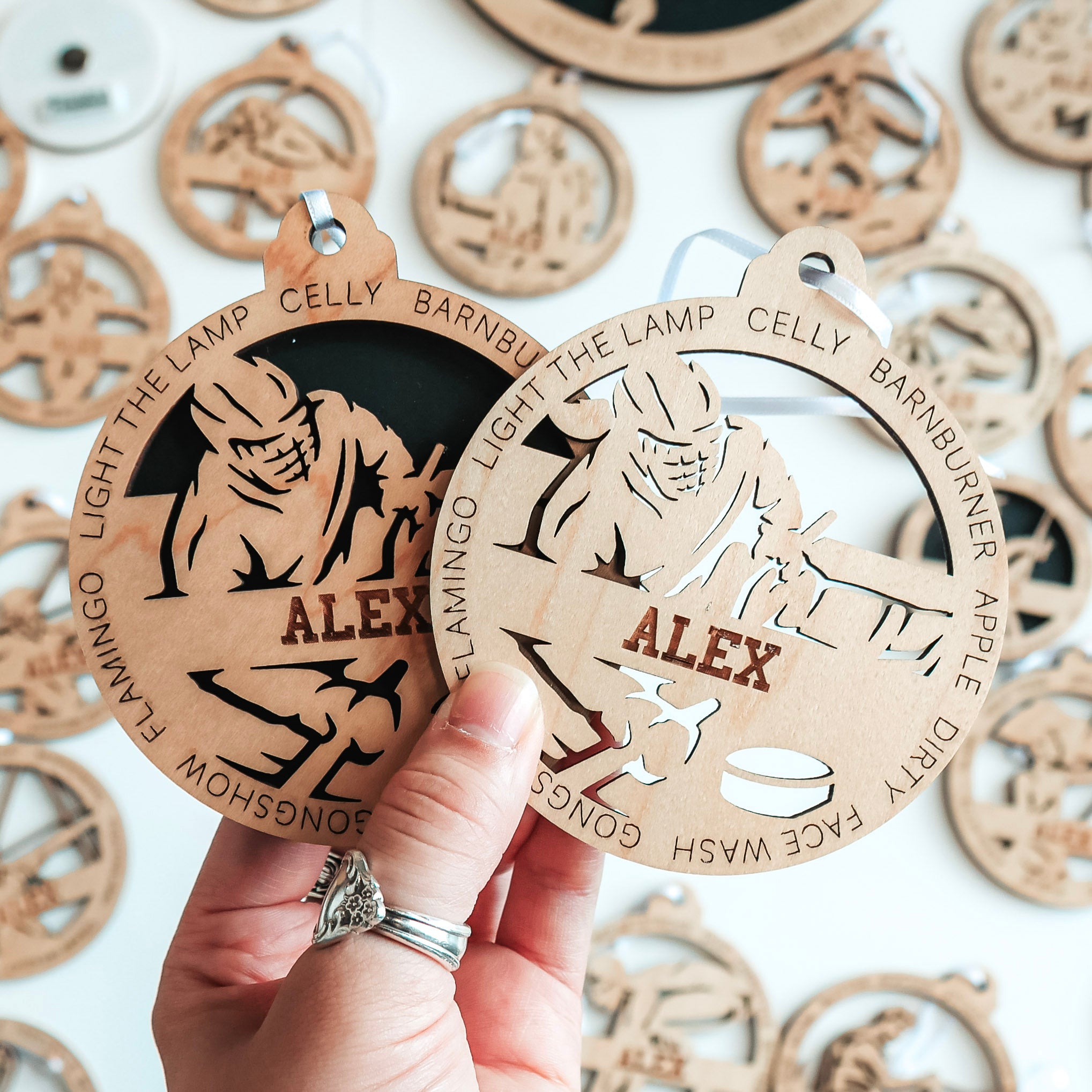 Personalized Hockey Player • Ornament, Magnet, Medal, or Mini Sign • For Your Next Great One