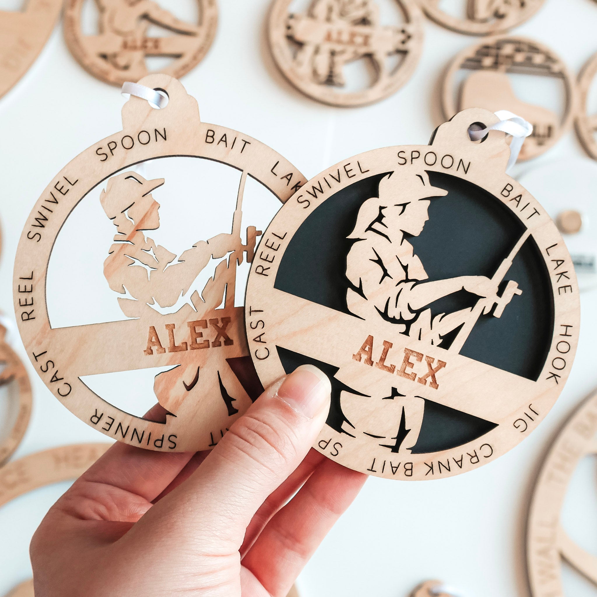 Personalized Fishing Collection • Ornament, Magnet, Medal, or Mini Sign