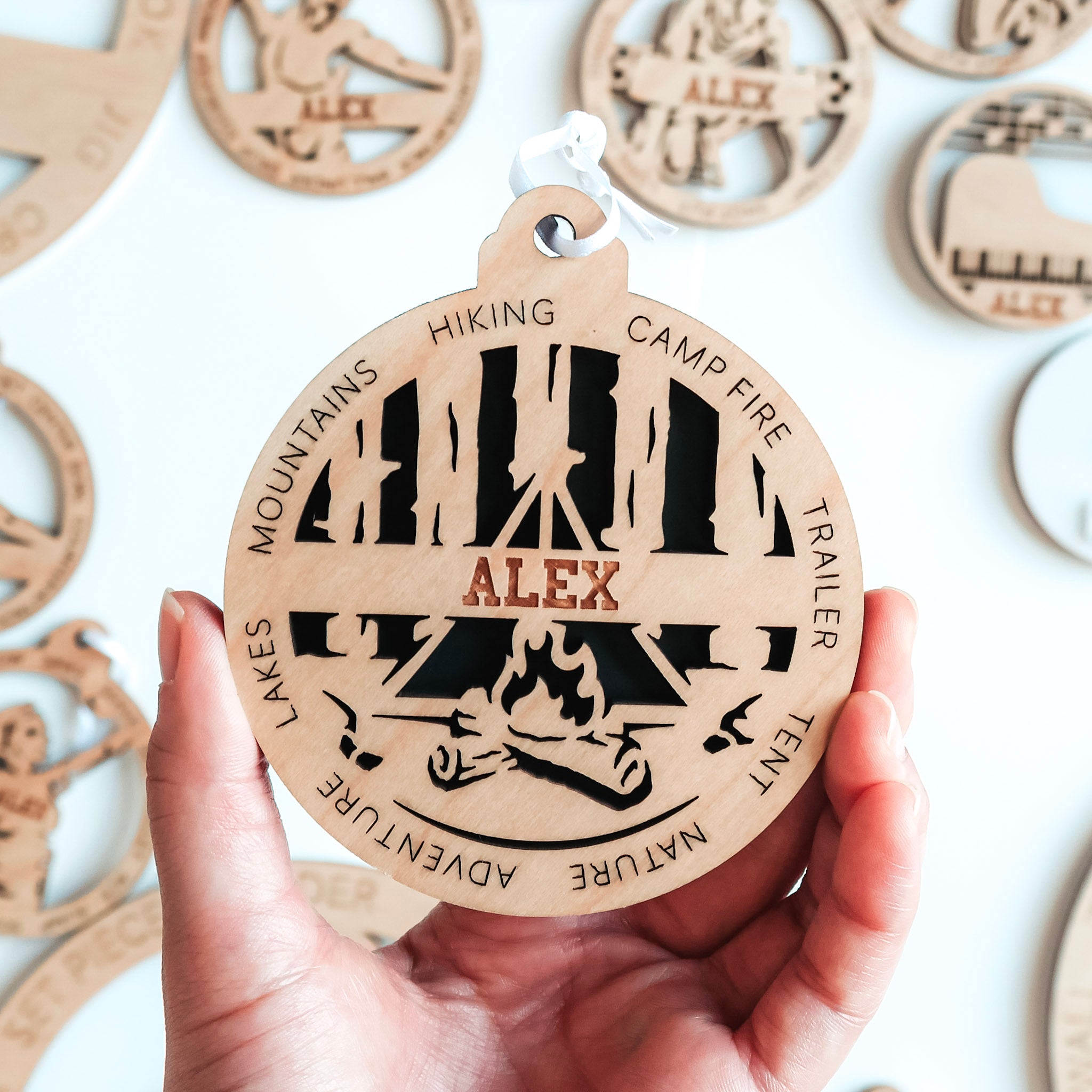 Personalized Camping Collection • Ornament, Magnet, Medal, or Mini Sign