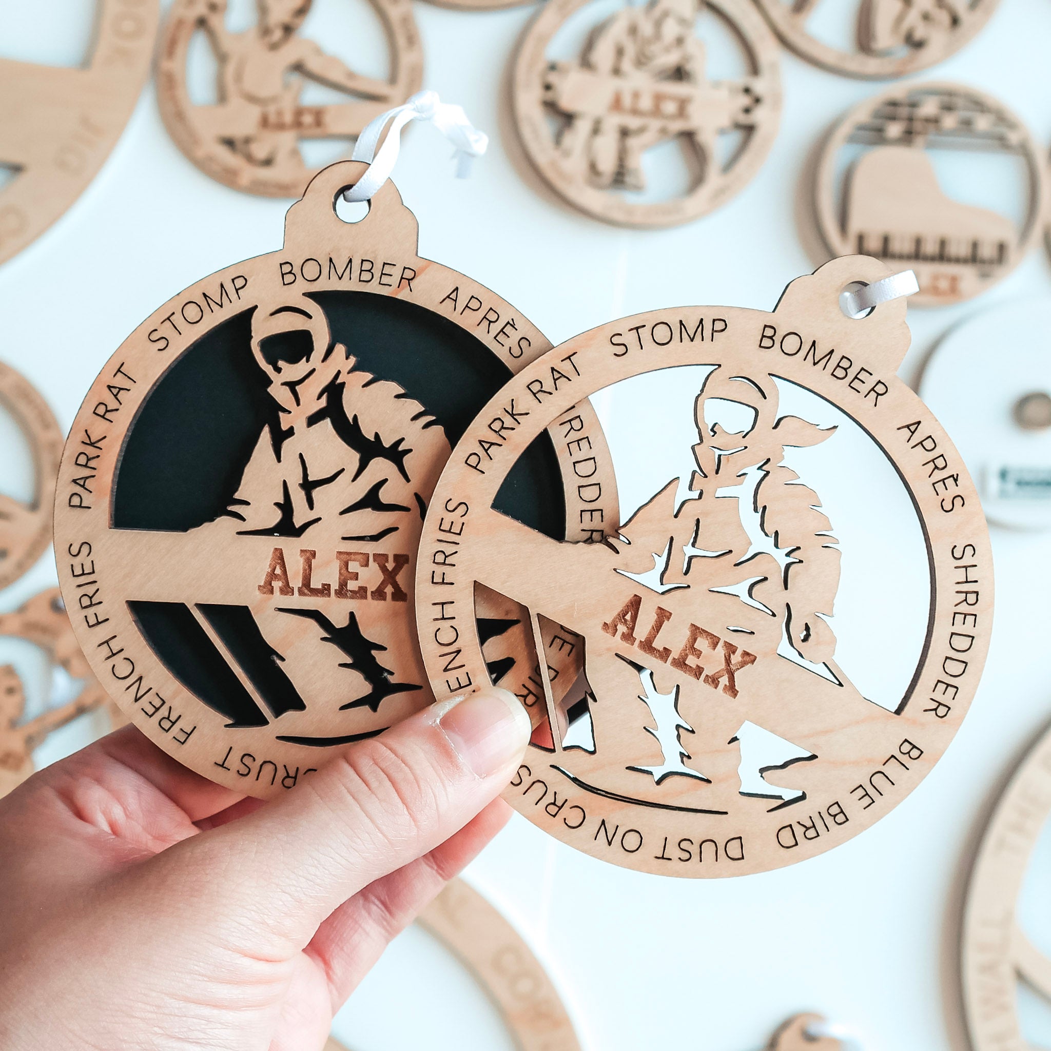 Personalized Skiing Collection • Ornament, Magnet, Medal, or Mini Sign