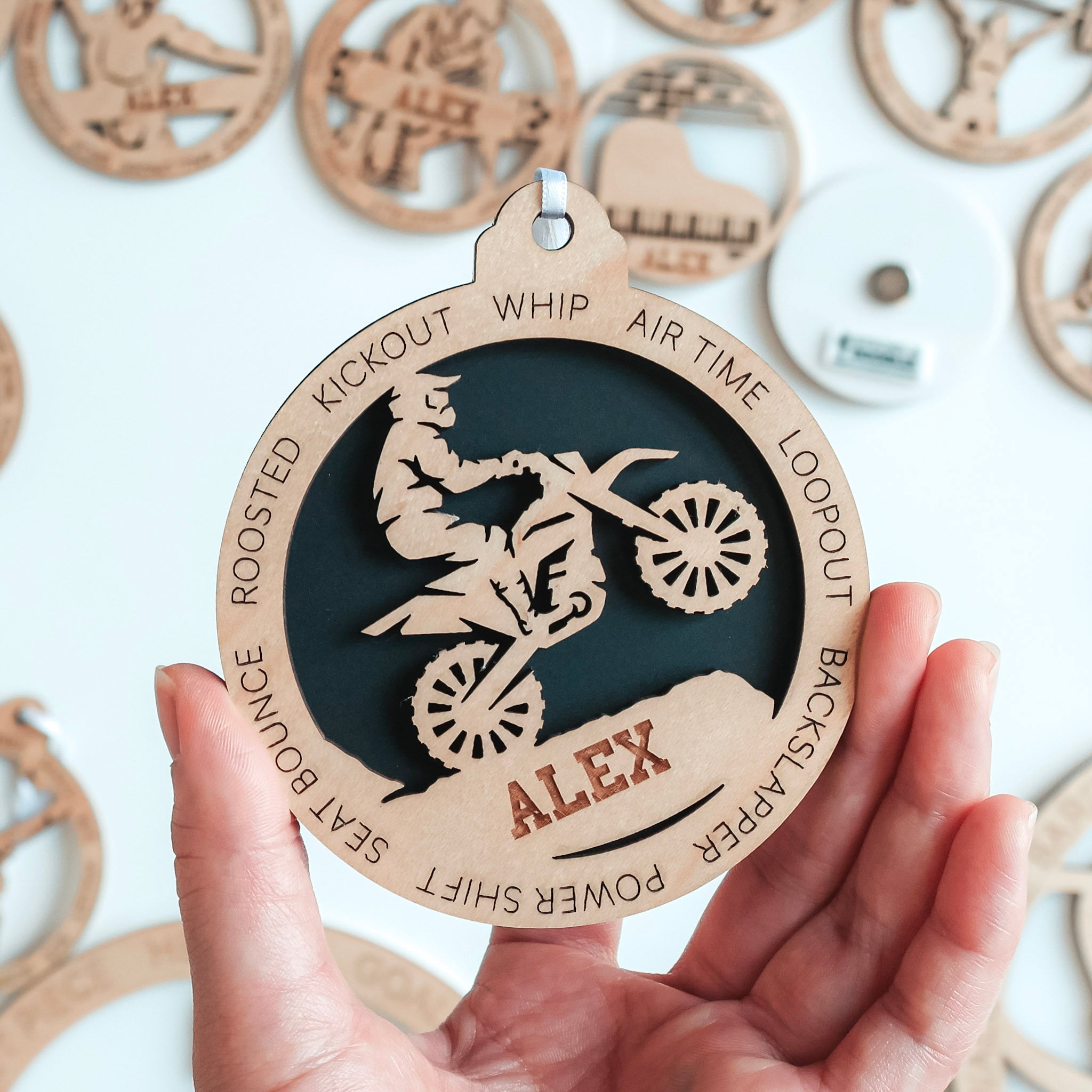 Personalized Motocross Collection • Ornament, Magnet, Medal, or Mini Sign