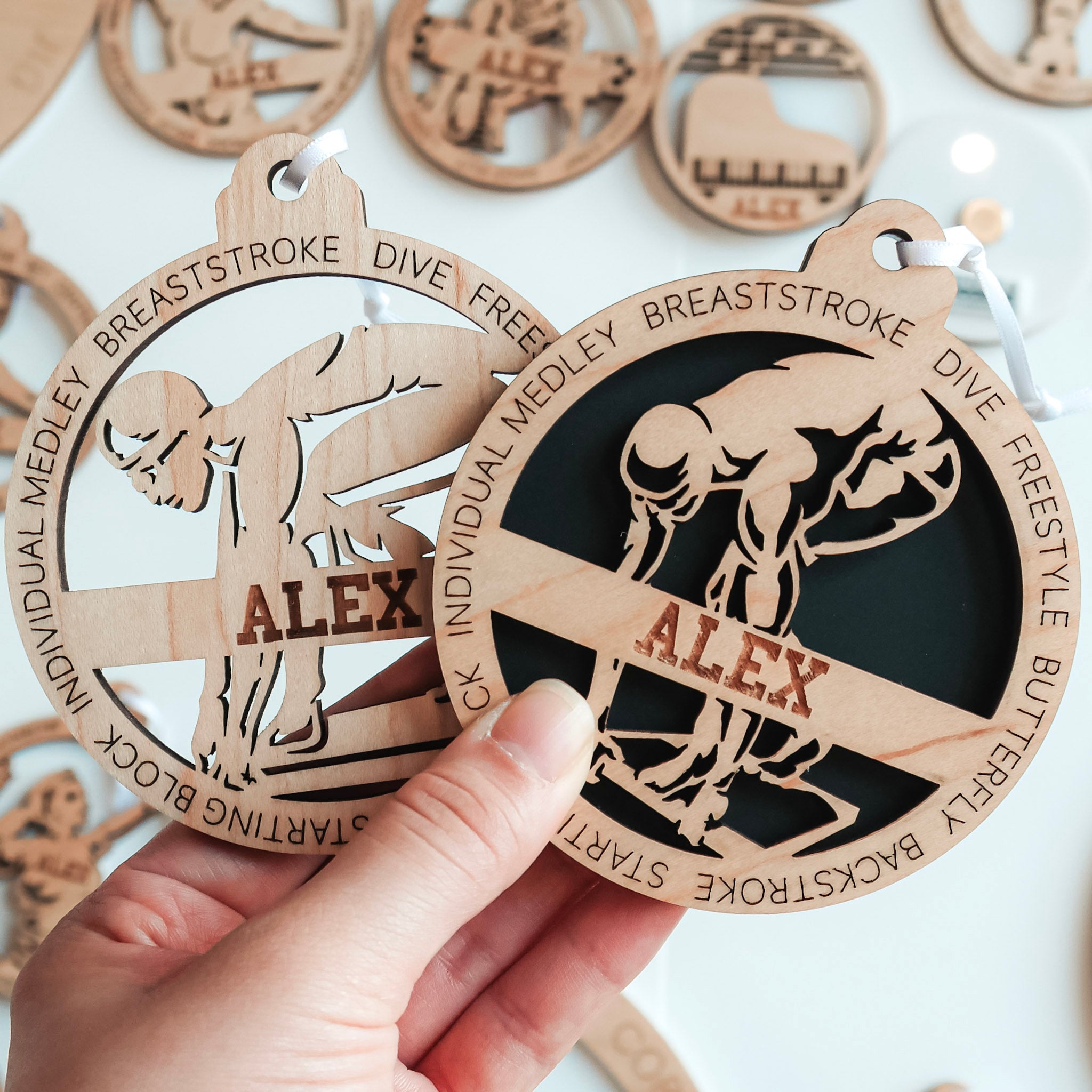 Personalized Swimming Collection • Ornament, Magnet, Medal, or Mini Sign