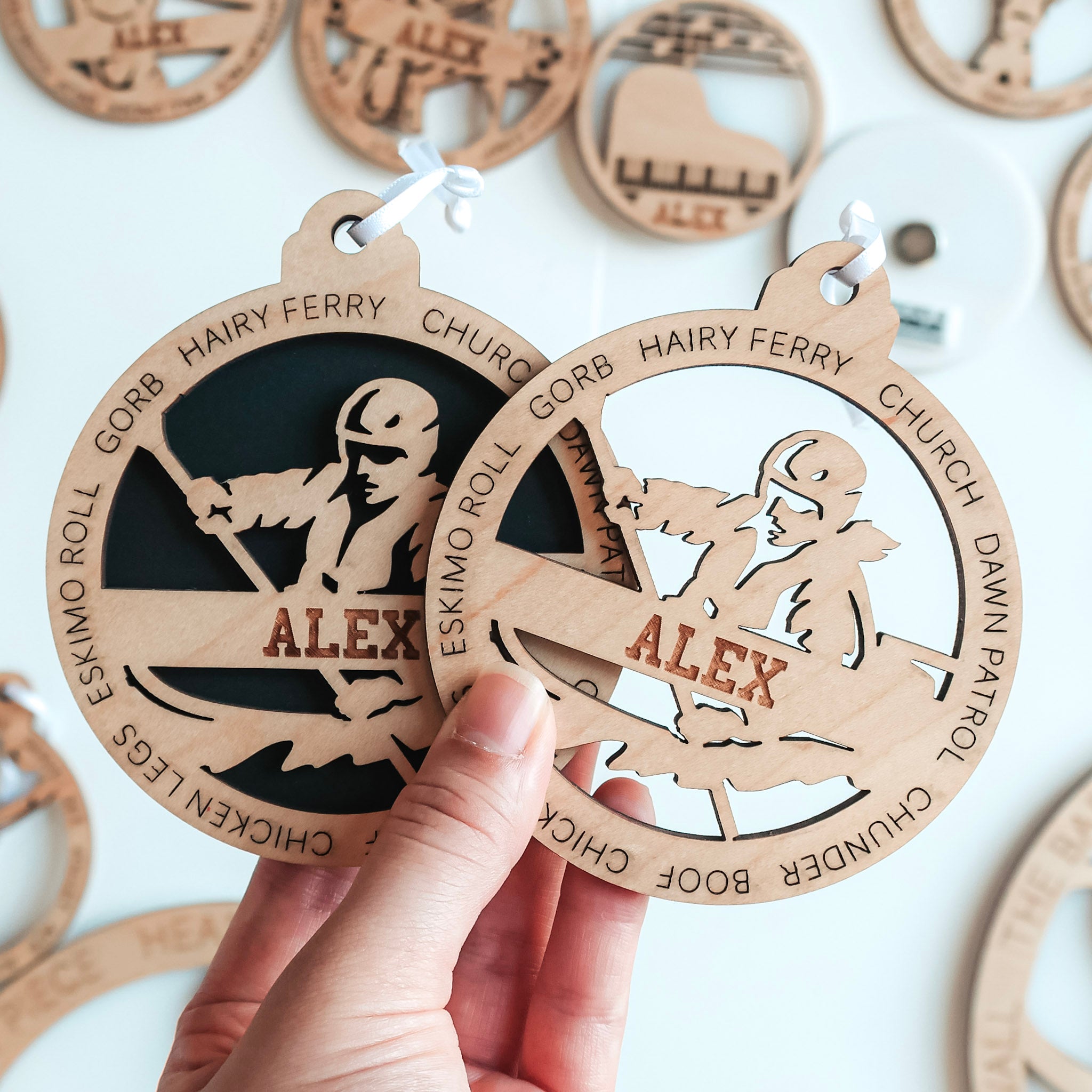 Personalized Kayaking Collection • Ornament, Magnet, Medal, or Mini Sign