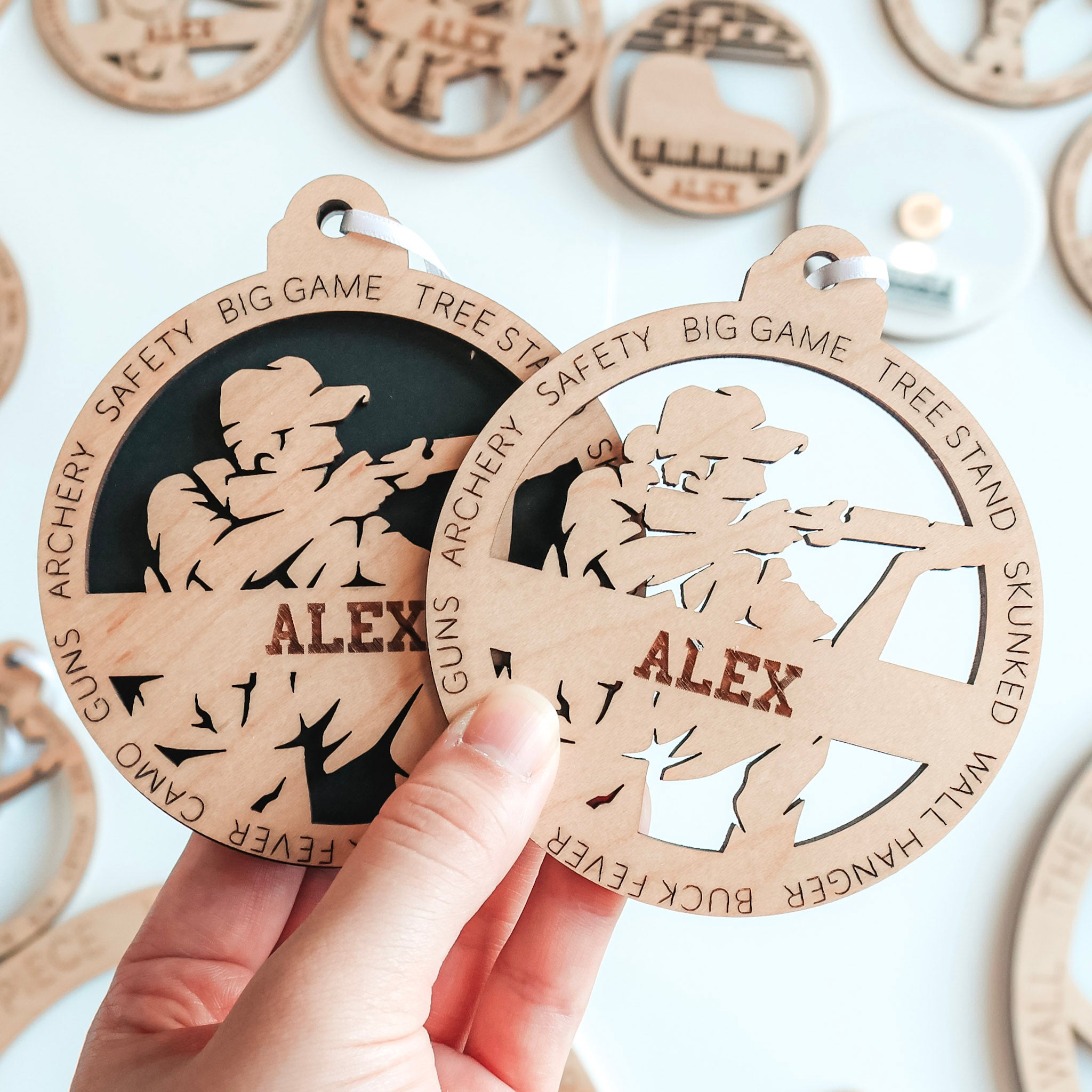 Personalized Hunting Collection • Ornament, Magnet, Medal, or Mini Sign